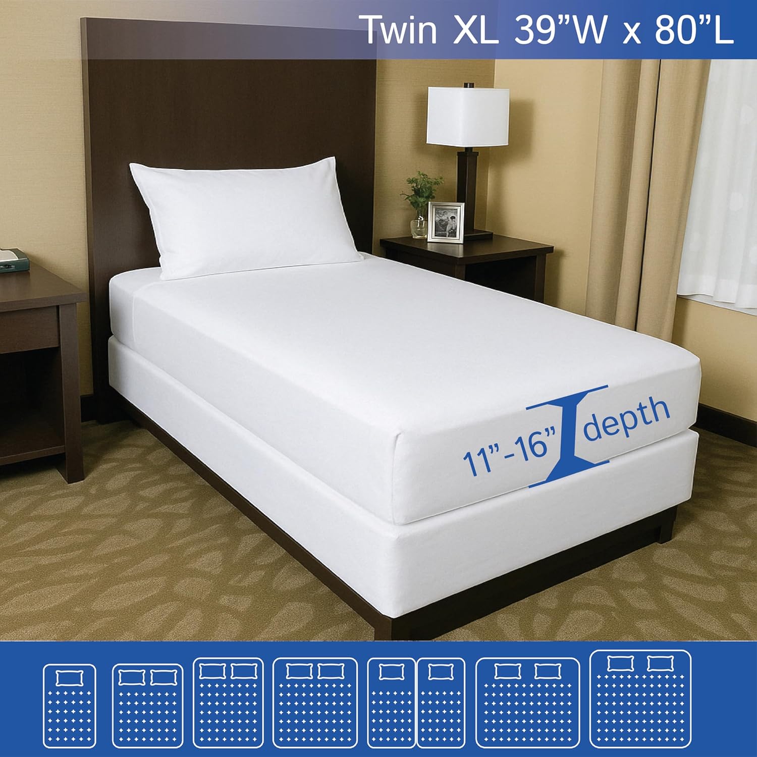 Thumbnail 1 de Twin XL Mattress Protector with Six-Sided Zippered Encasing: Waterproof, Hypoallergenic, Dust-Guard