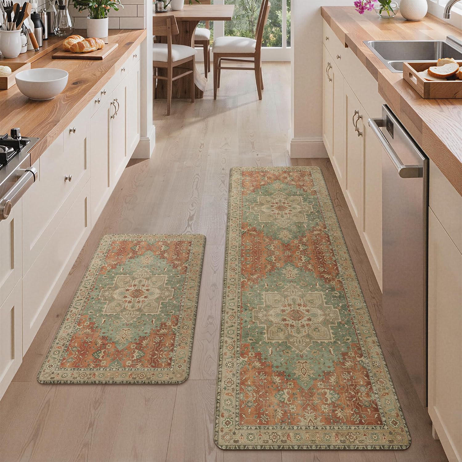 Detalle de GENIMO Kitchen Mats for Floor (2-Piece) Washable Anti-Fatigue, Waterproof Non-Slip Comfort Standing Mats