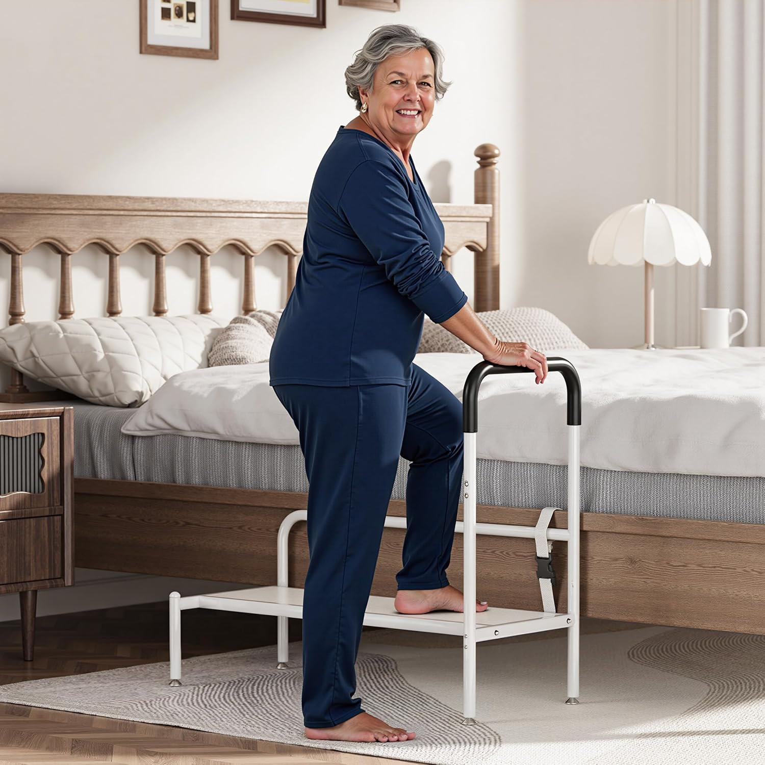 Detalle 2 de Josmimic Bed Step Stool for Adults — Safe, Secure Bedside Steps with LED Light