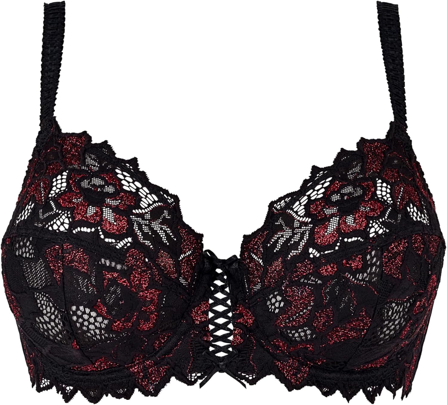 Thumbnail 5 de Soutien-gorge Arum Glitter de sans Complexe – Dentelle noire et rouge pailleté, armatures et 3 tranches