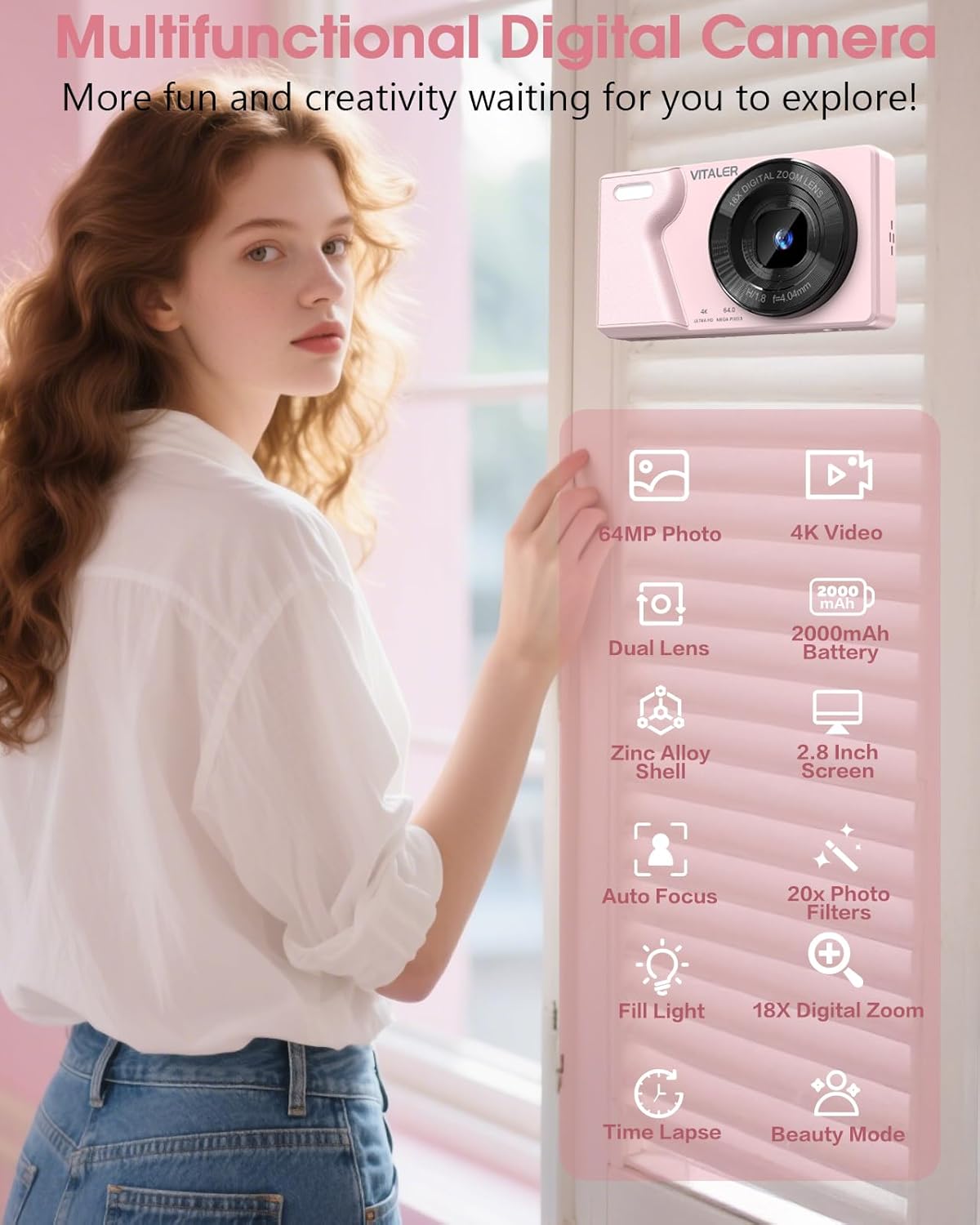 Thumbnail 4 de Vitaler 64MP 4K Digital Camera with Autofocus