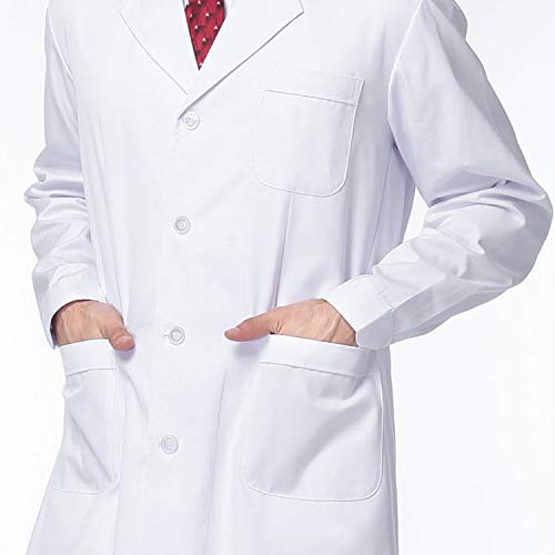 Detalle de Beautyshow White Lab Coat, Long-Sleeved Polyester-Cotton, White, XXL