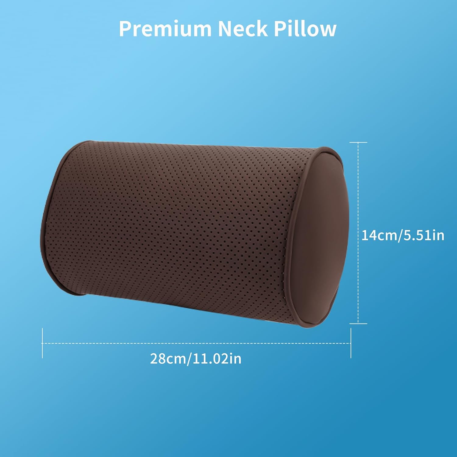 Thumbnail 4 de Dapucarin Auto Nackenkissen aus 100% Memory Foam mit abnehmbarer Leder-Abdeckung – 2er-Set, Braun