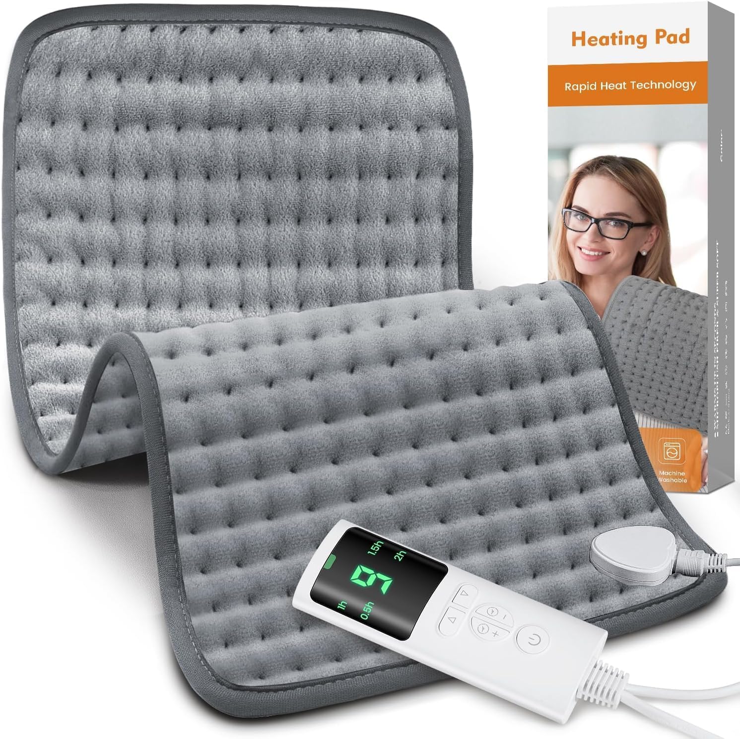 Detalle de Jaspcy D3060 Electric Heating Pad, 9 Heat Settings, Machine Washable