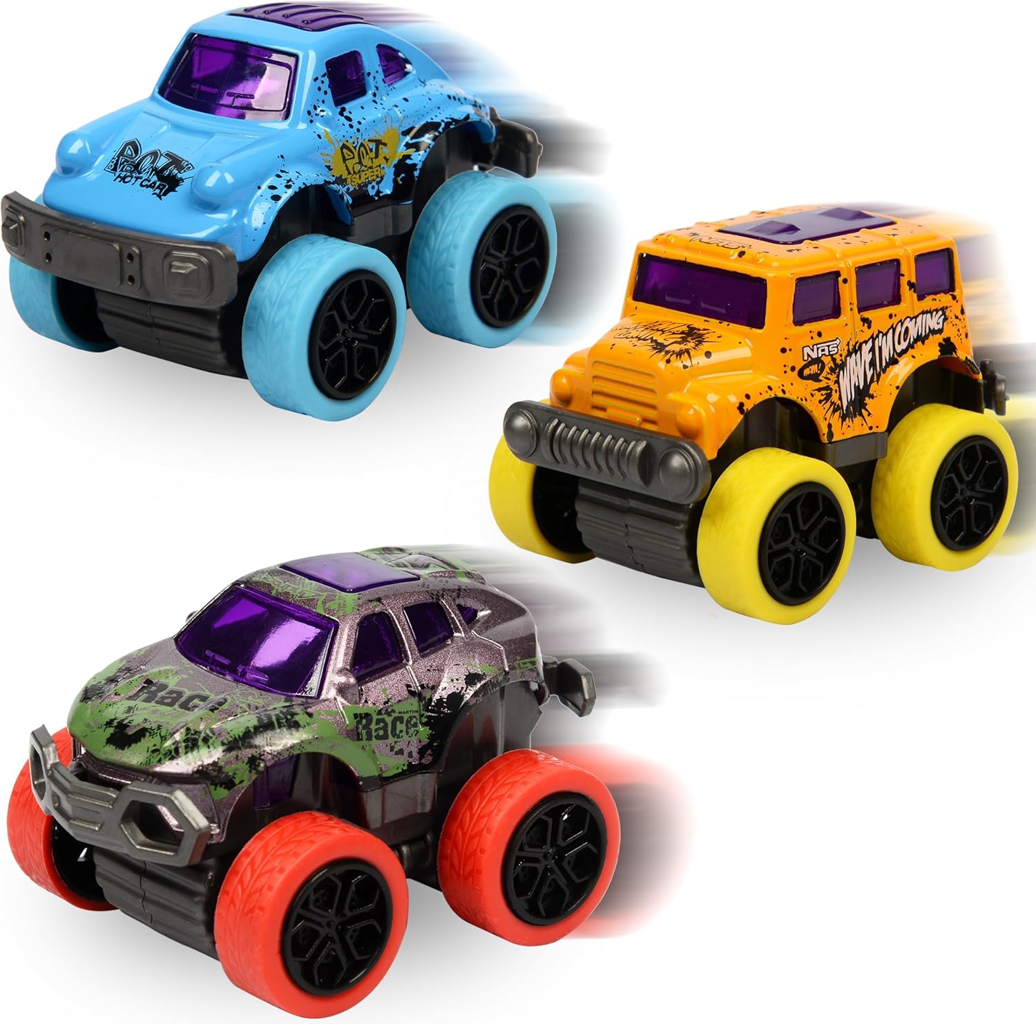 Detalle de Toyard Monster Truck Pull-Back Cars, 8-Piece Multicolour Christmas Set