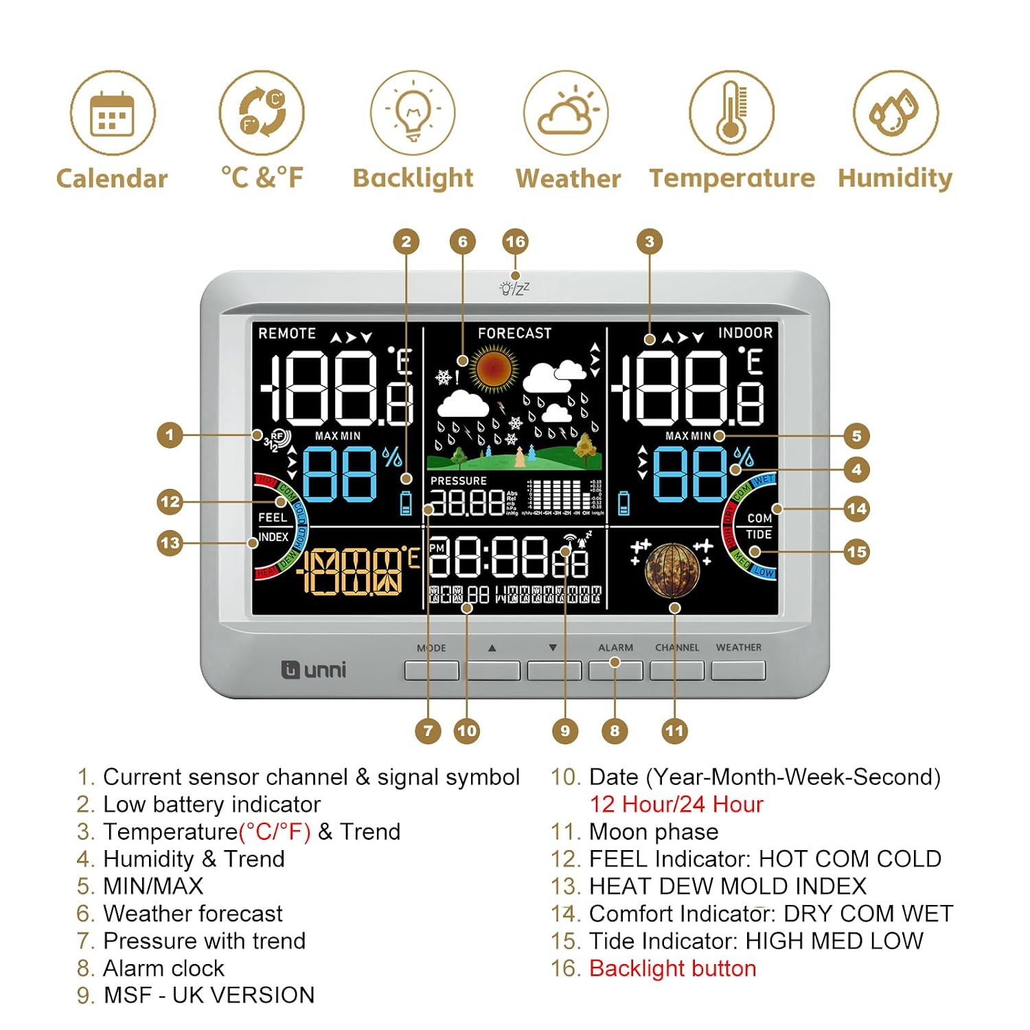 Detalle de U UNNI weather station thermometer, 100 m