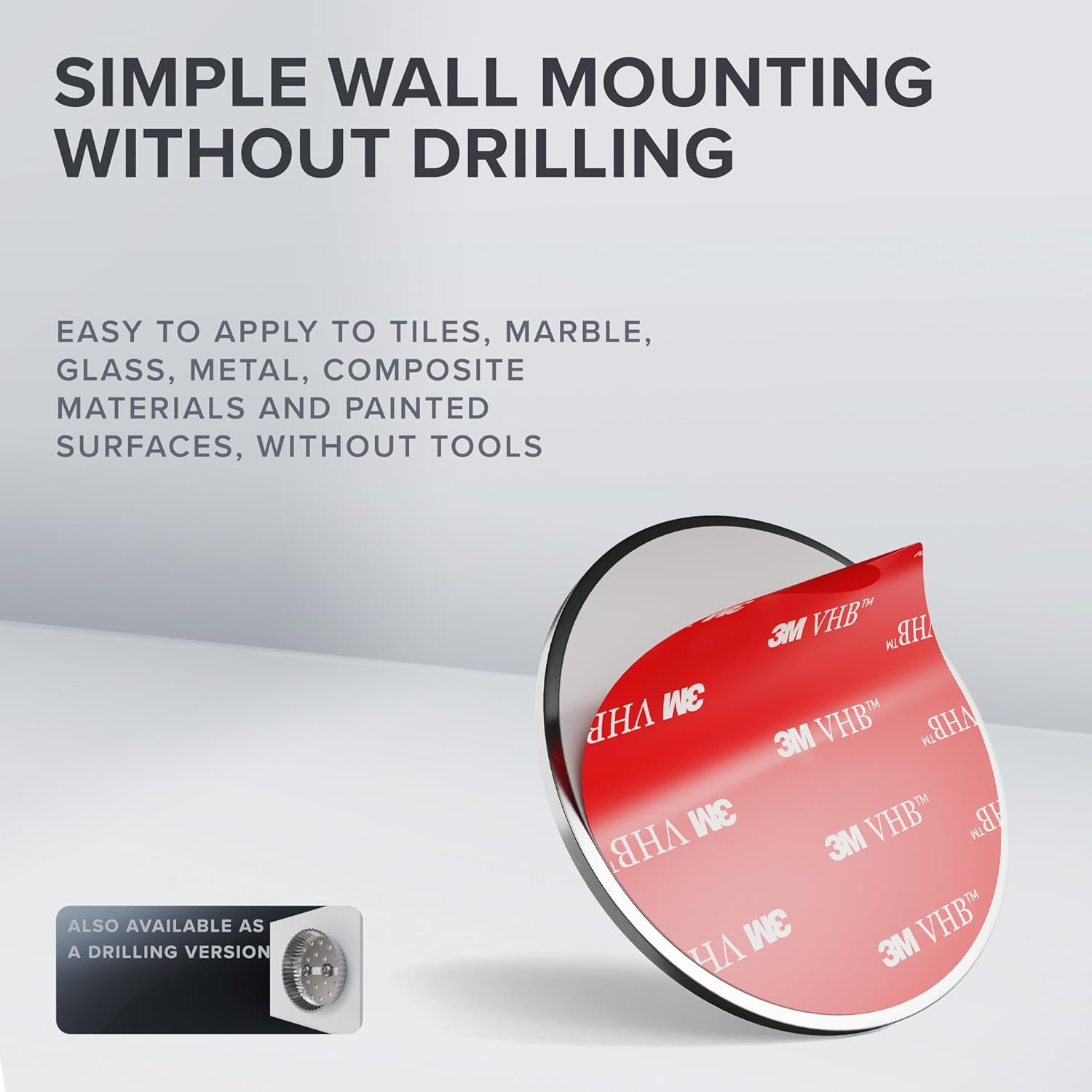 Thumbnail 4 de ovimar Hesselo Porte-Rouleau argenté à coller – support mural sans perçage, acier inoxydable et verre