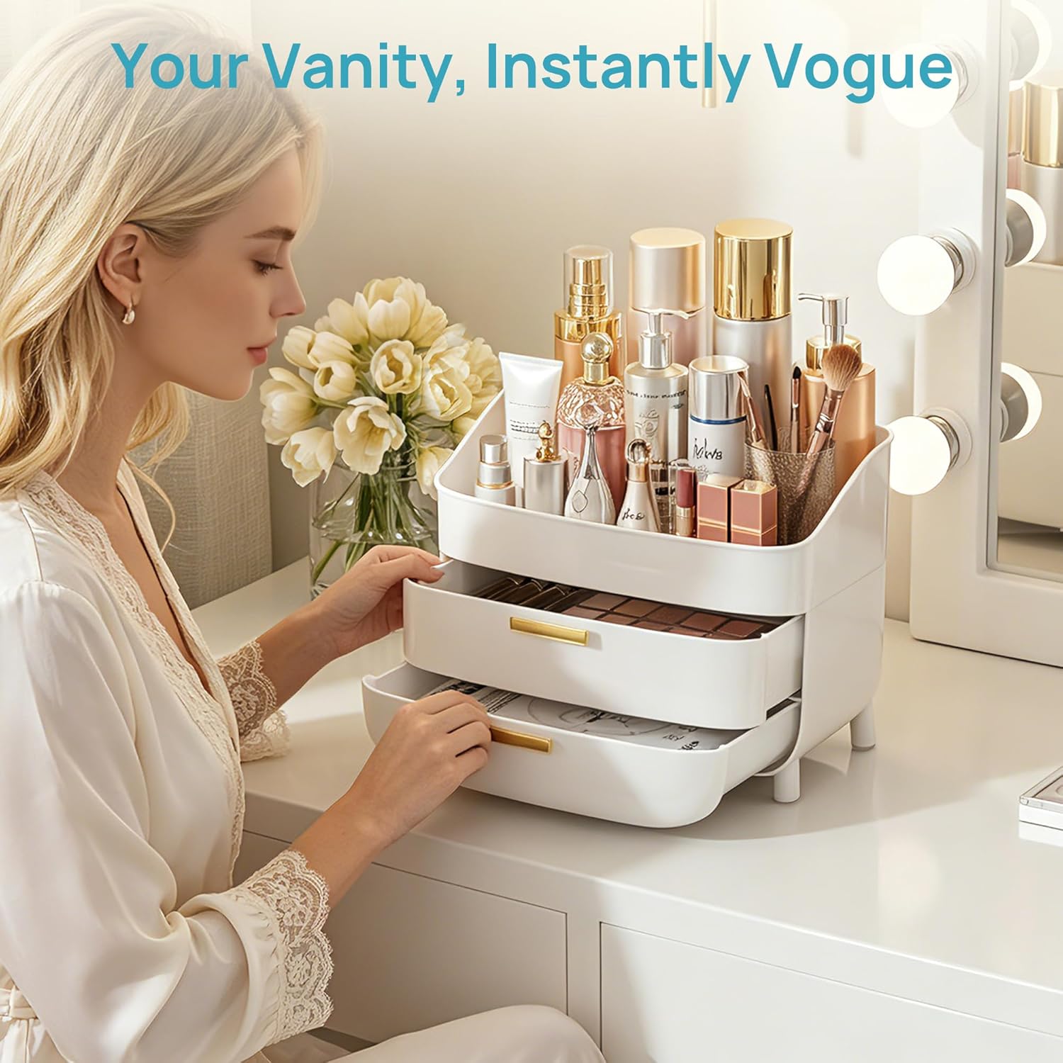 Thumbnail 5 de Vtopmart 3-Tier Makeup Organizer with Drawers