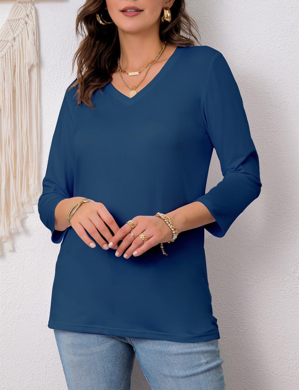 Thumbnail 1 de AirMood women’s casual 3/4 sleeve V-neck T-shirt tops