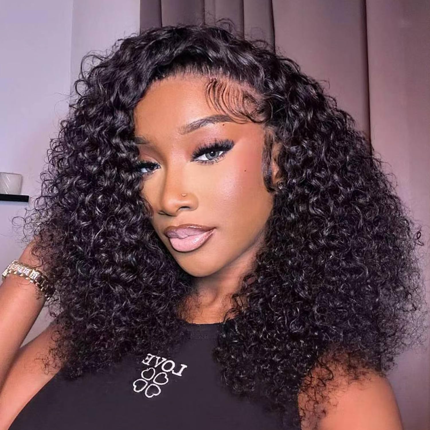 Detalle de Half Wig in Capelli Umani Glueless 20 pollici – 3 in 1, Kinky Curly, Look Ready in 10 Secondi