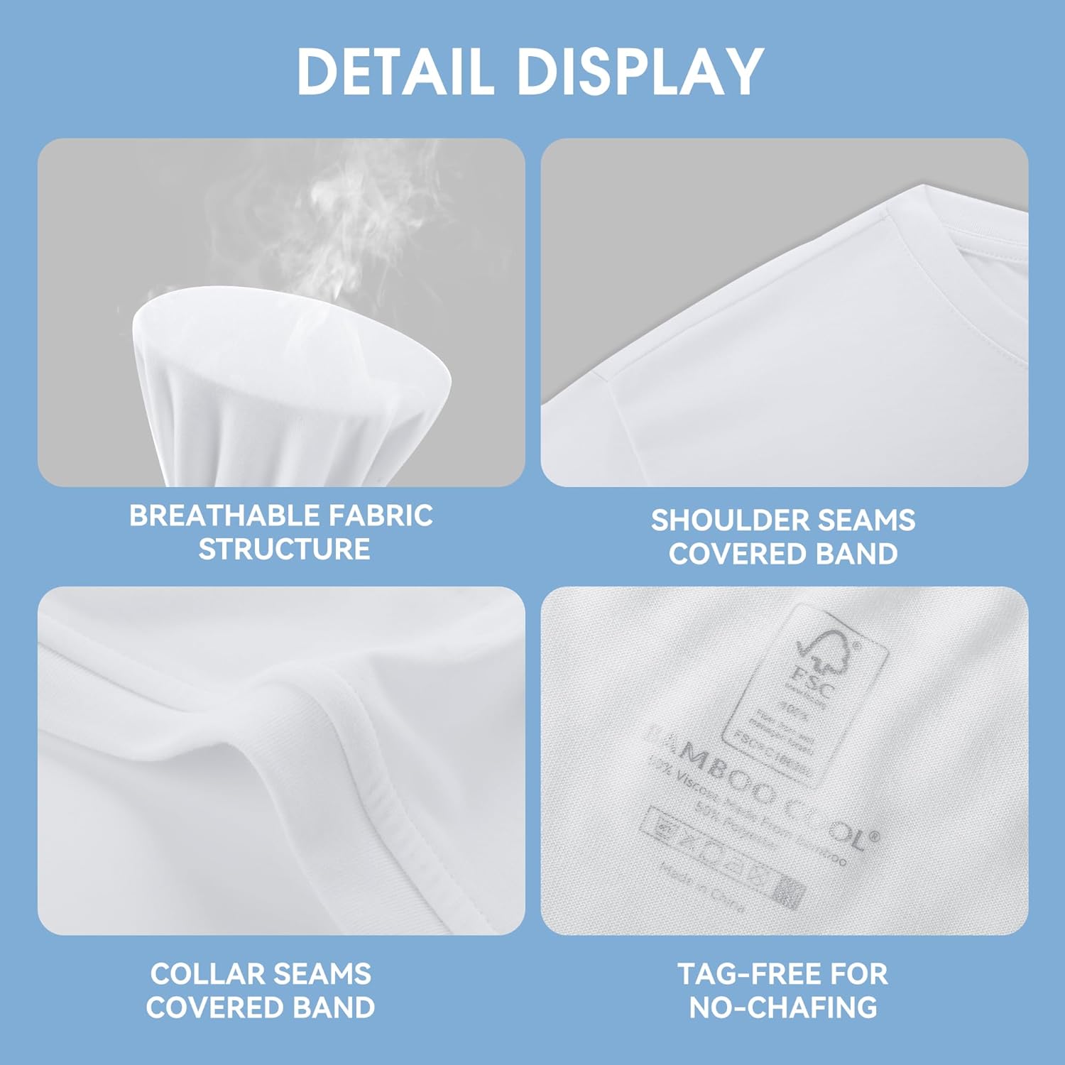 Thumbnail 4 de BAMBOO COOL Men's Moisture‑Wicking Undershirt 3-pack