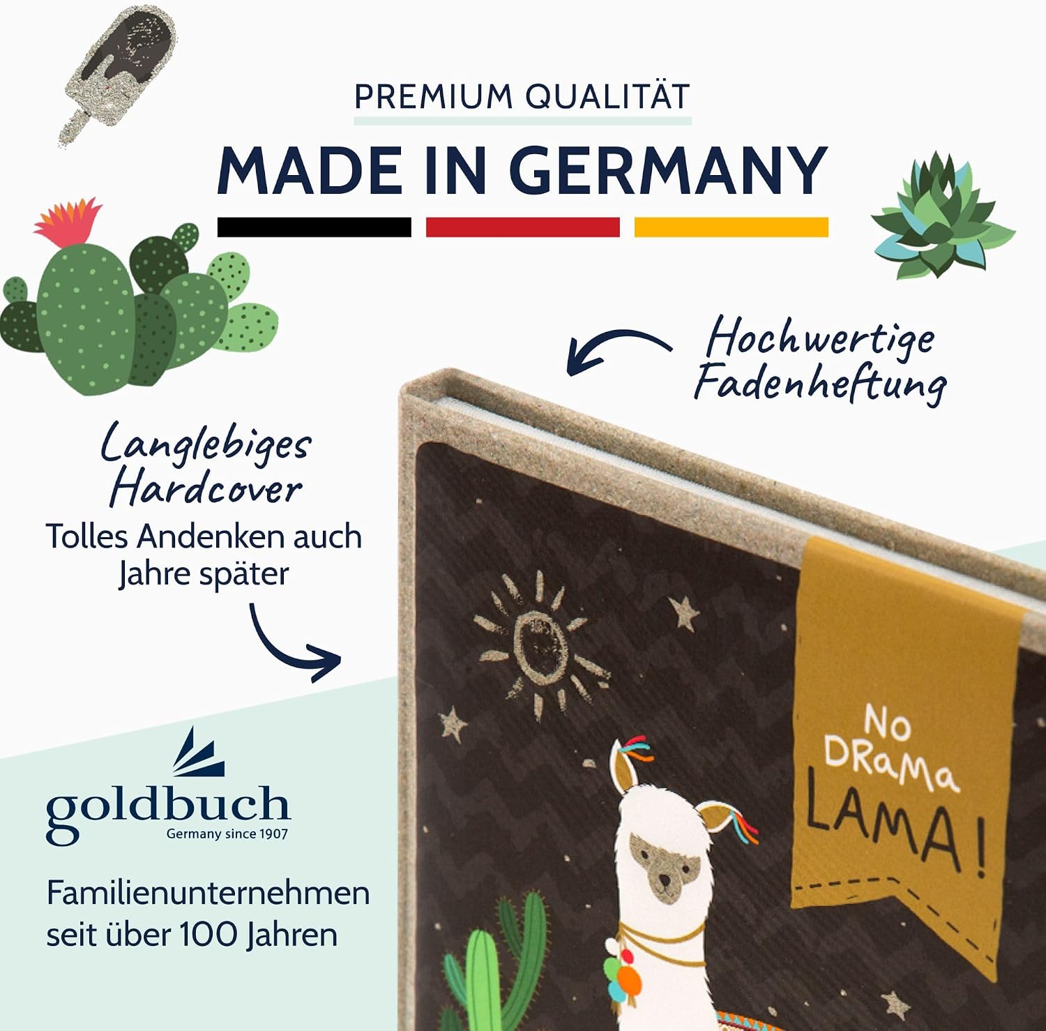 Detalle de goldbuch 43581 Freundebuch Happylife Lama (DIN A5) – Erinnerungs- und Notizbuch zum Ausfüllen mit 84 Seiten