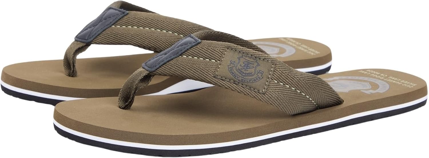 Detalle de Tommy Hilfiger Men's Patch Hilfiger Beach Sandal Fm0fm05804 Flip Flops