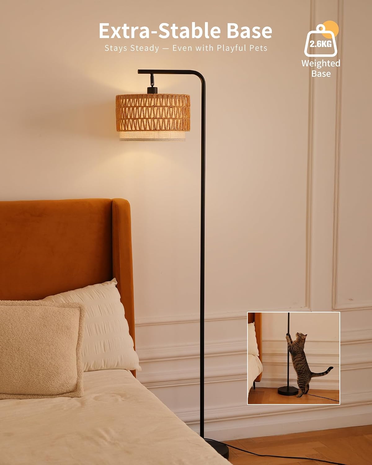 Thumbnail 2 de Lampadaire Rotin Style Bohème 175 cm