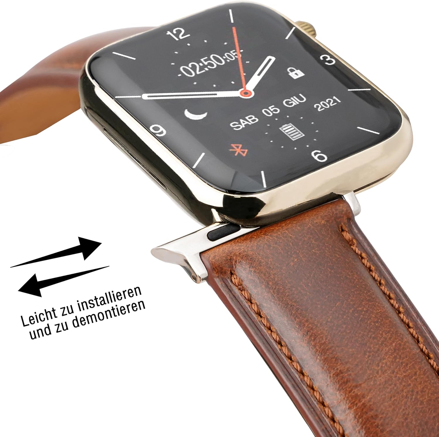 Thumbnail 2 de Gomvadr Vintage Leather Band for Apple Watch: Oil Wax-Tanned Leather, 38–49mm (UK Fit)