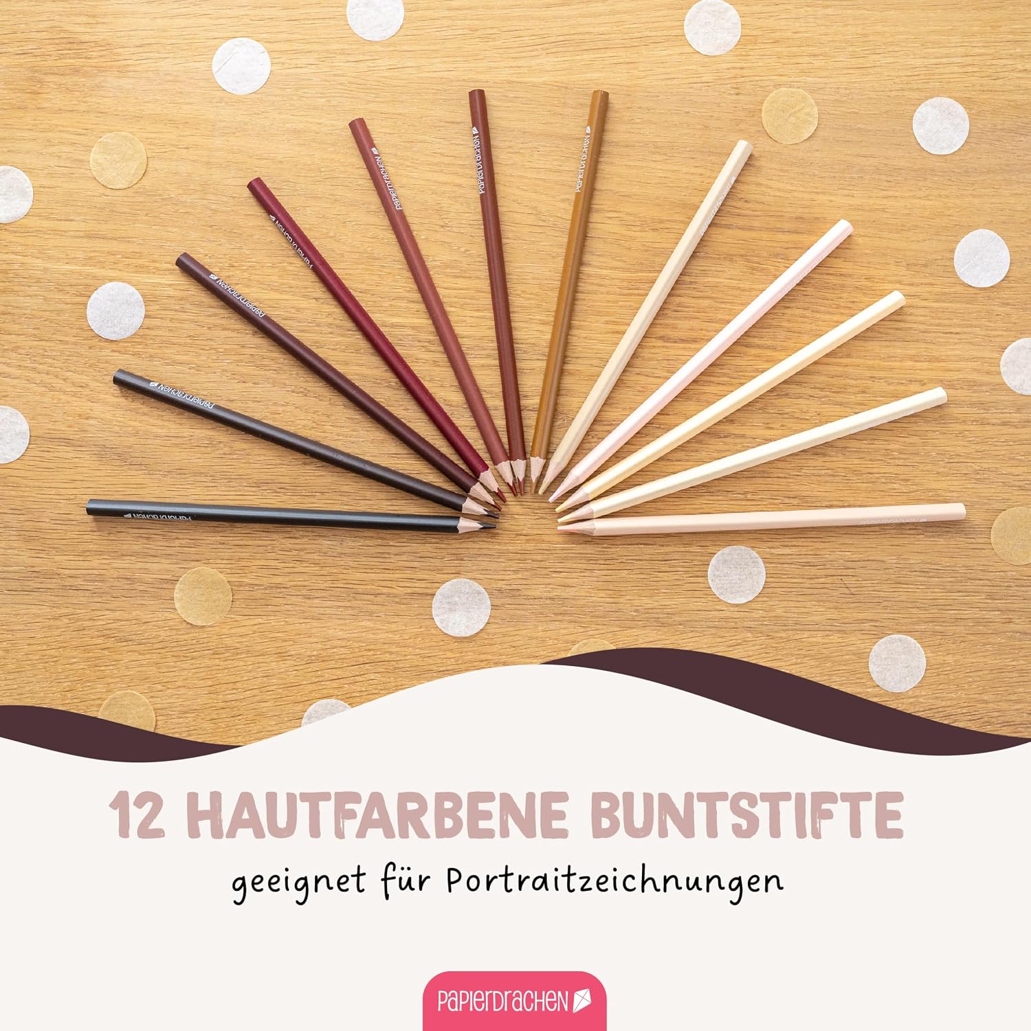 Thumbnail 1 de Papierdrachen Buntstifte 12 Hautfarben dreieckig