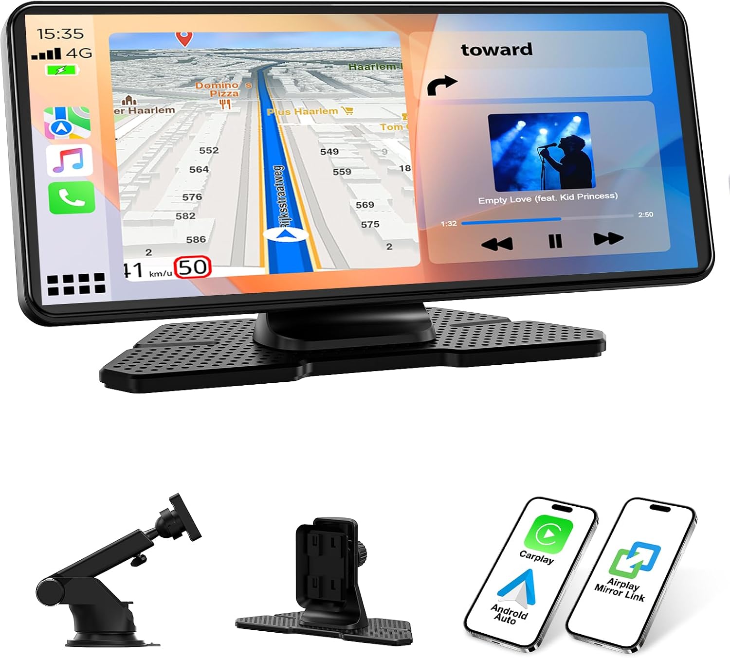 Detalle de LAMTTO 6,86 Zoll Wireless CarPlay/Android Auto Display – Touchscreen, Mirror Link und Sprachsteuerung