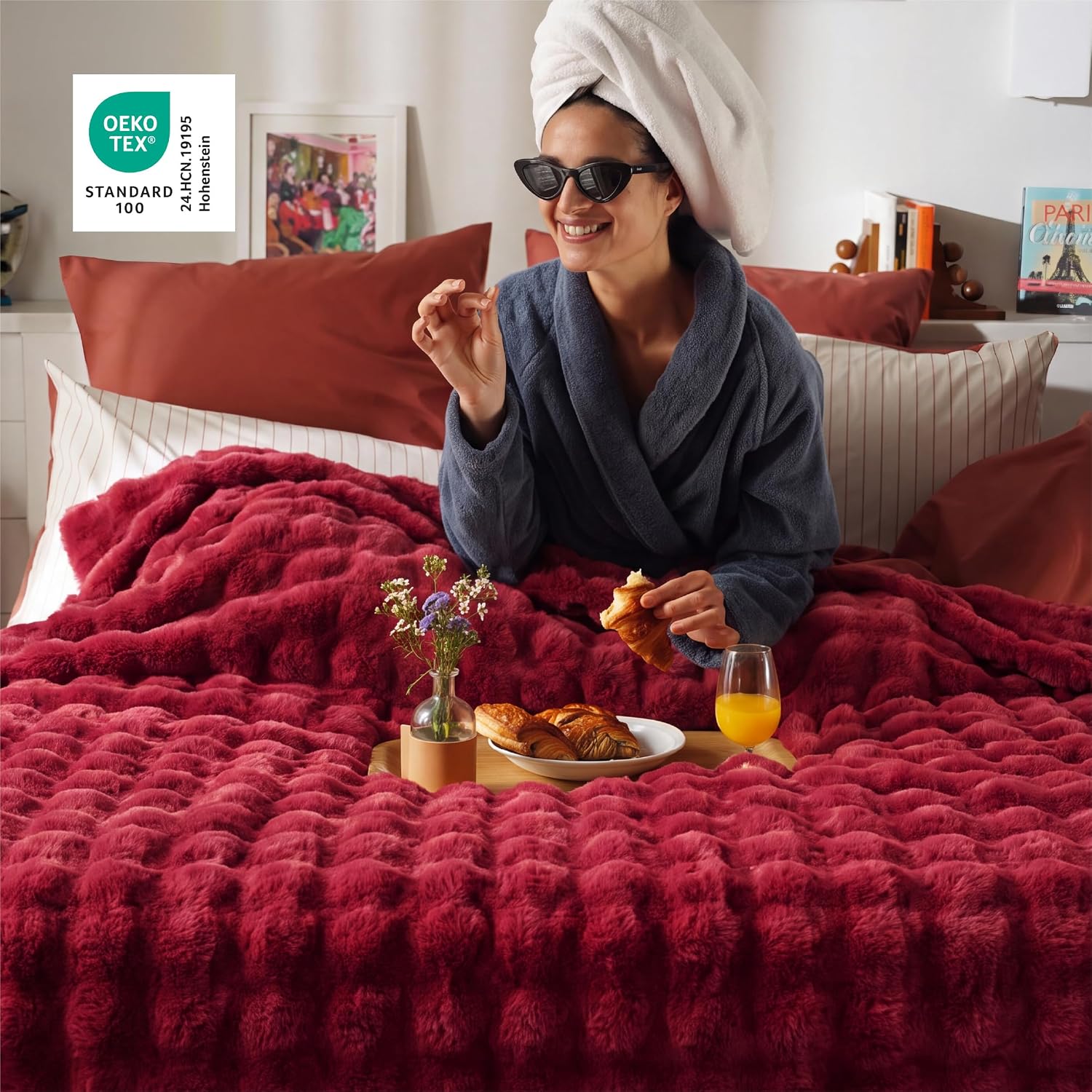 Detalle de Bedsure Faux Fur Blanket, King