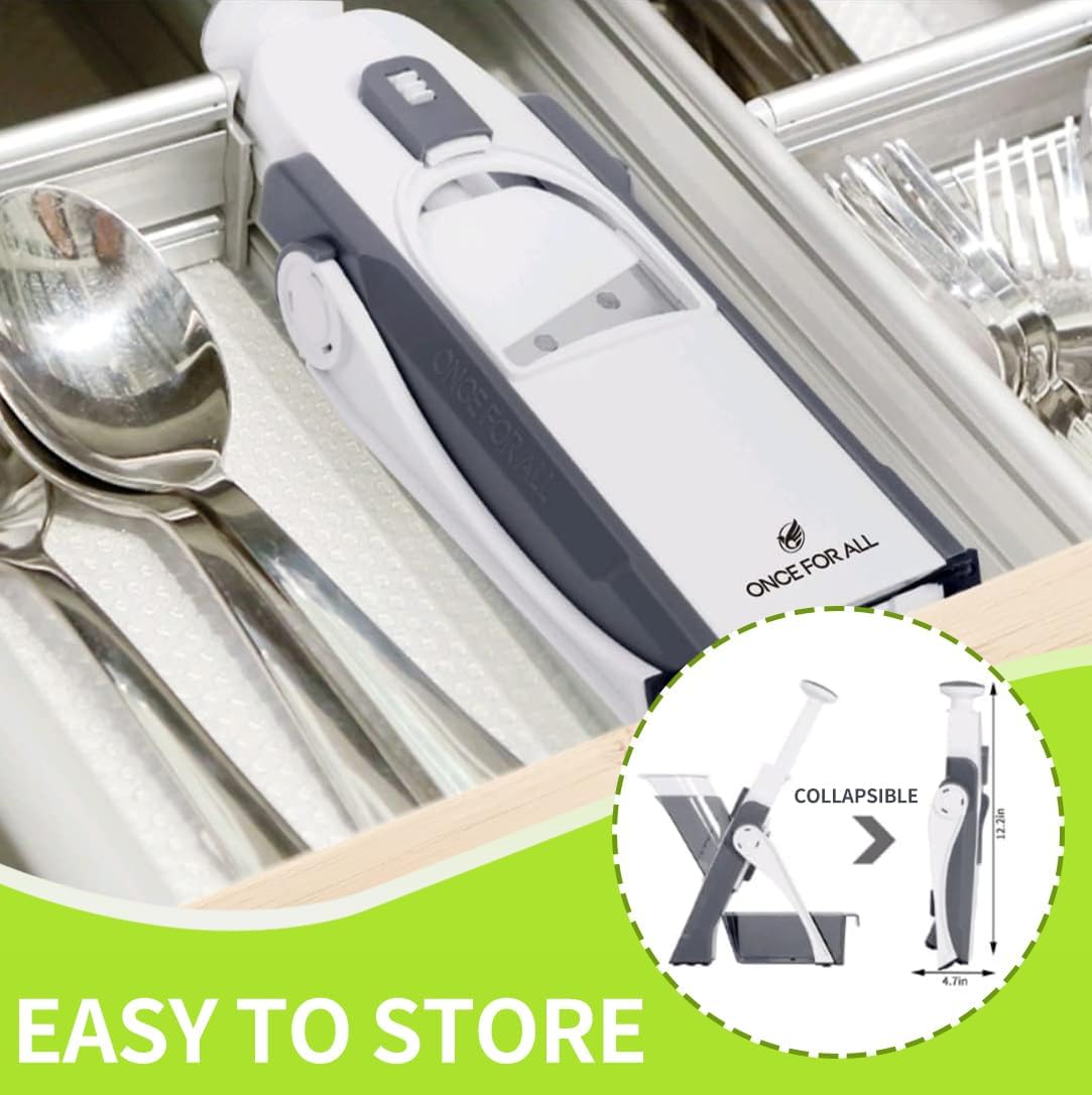 Thumbnail 4 de ONCE FOR ALL Safe Mandoline Slicer 5 in 1 Vegetable Chopper (Adjustable 0.1–8 mm, Gray)