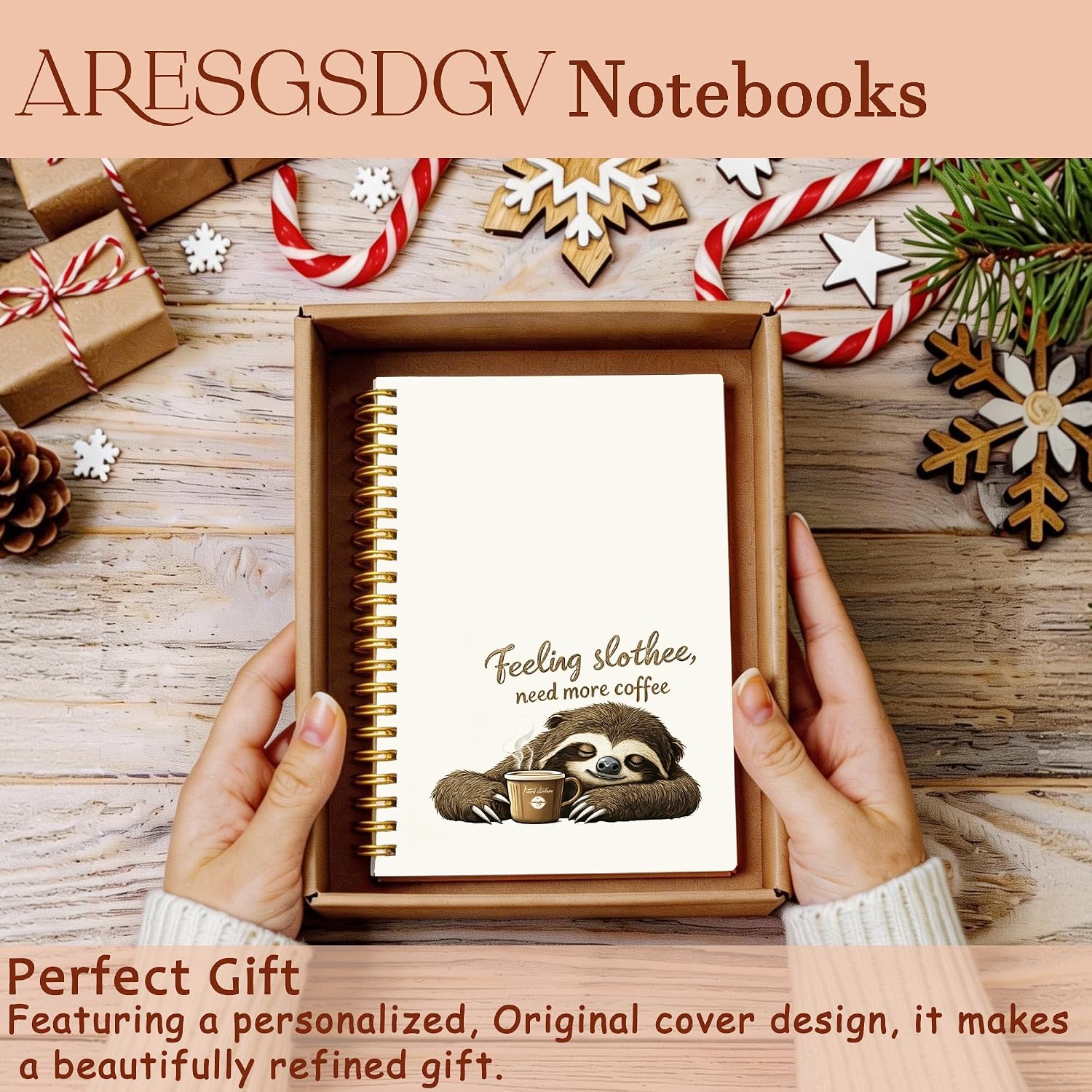 Thumbnail 5 de ARESGSDGV Sloth Notebook, 160 Pages, Hardcover, 5.5 x 8.3 in