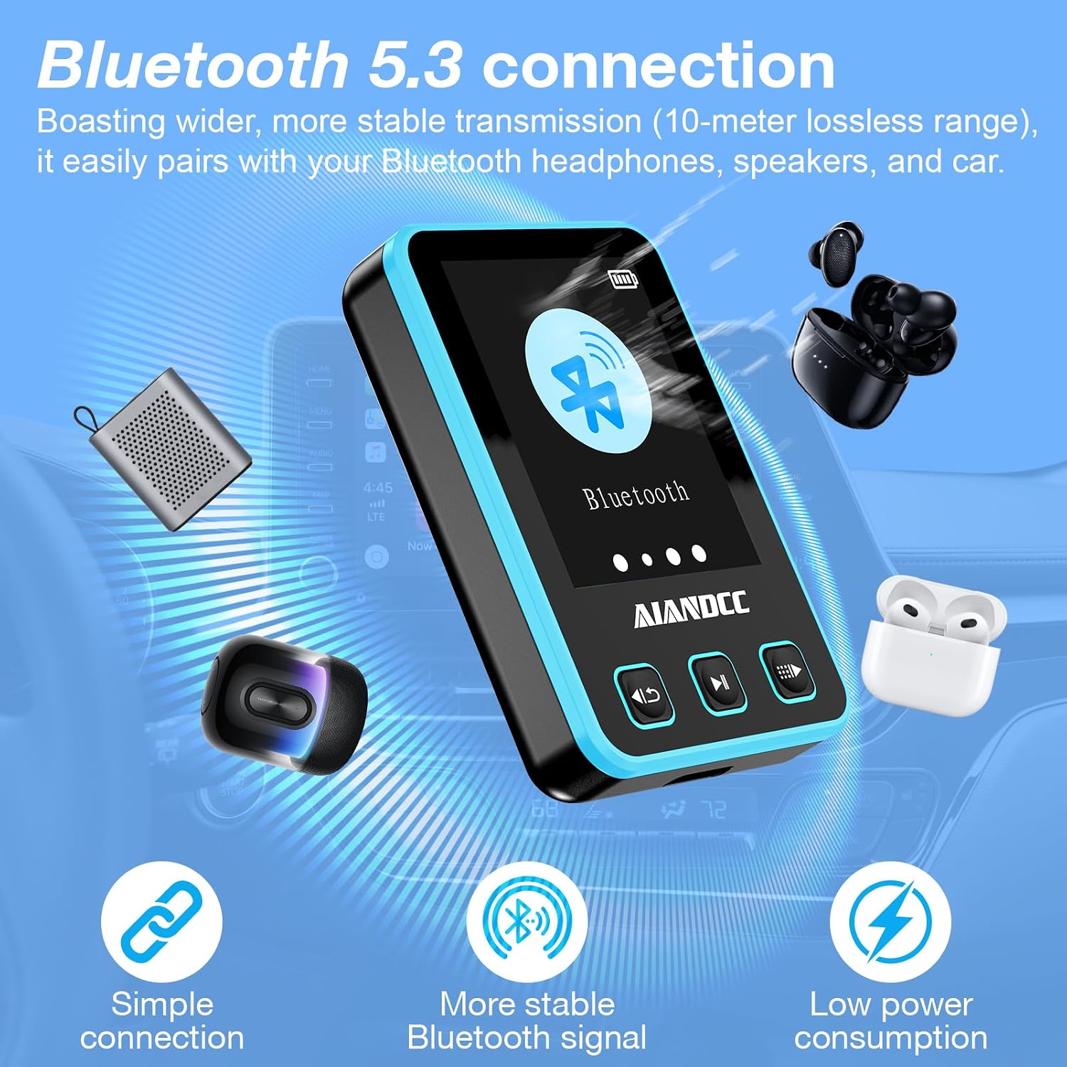 Thumbnail 4 de Aiandcc M8 MP3-speler met Bluetooth 5.3, sportclip en 32 GB opslag