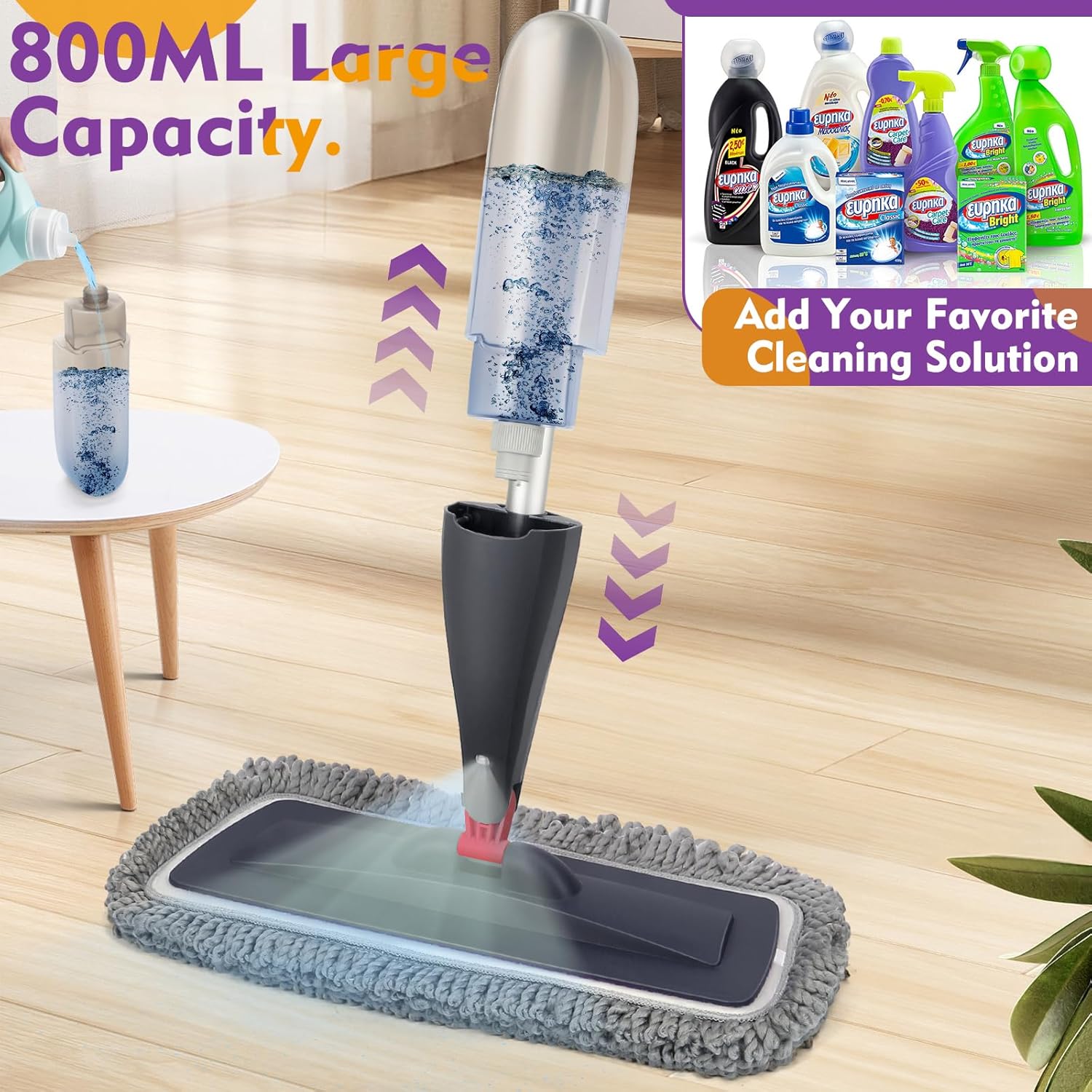 Thumbnail 1 de Spray Mop for Floor Cleaning with Washable Pads and 800 ml Refillable Bottle