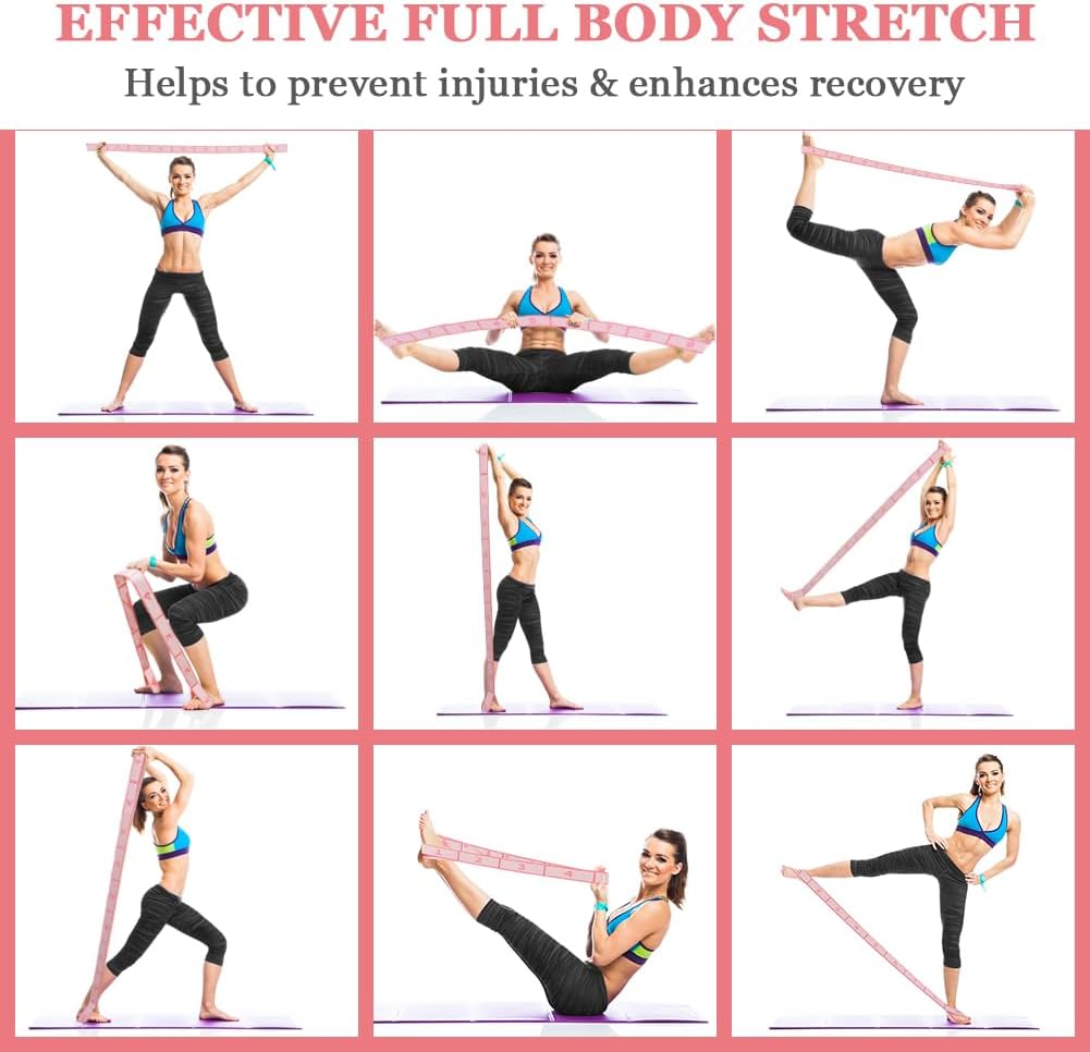 Detalle 2 de flintronic Yoga Stretching Strap – Stretching-Band mit 9 Schlaufen für Yoga, Pilates, Tanz & Gymnastik
