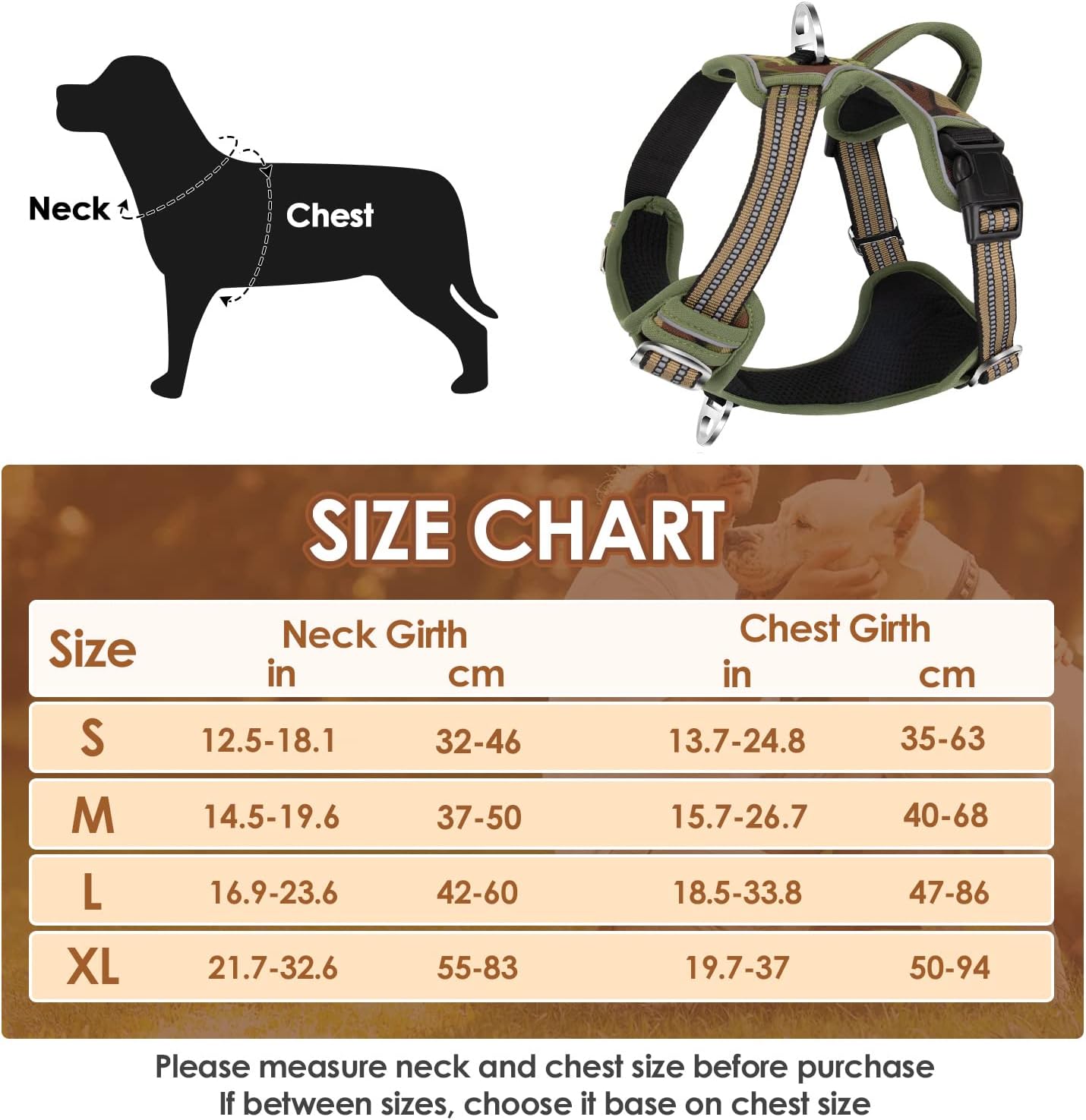 Detalle 2 de Eyein Large Dog Anti Pull Harness with 2 Clips, Adjustable Heavy Duty Vest & Reflective Handle