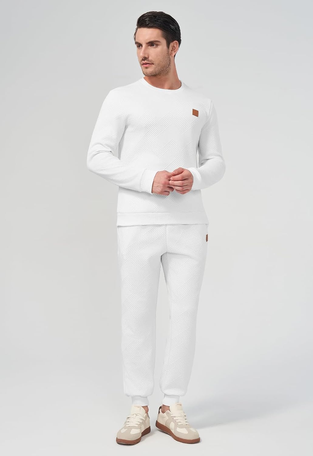 Detalle de KUYIGO Herren Trainingsanzug-Set (2-teilig) aus atmungsaktivem Baumwoll-Sweat – für Fitnessstudio, Laufen & Freizeit, S-2XL