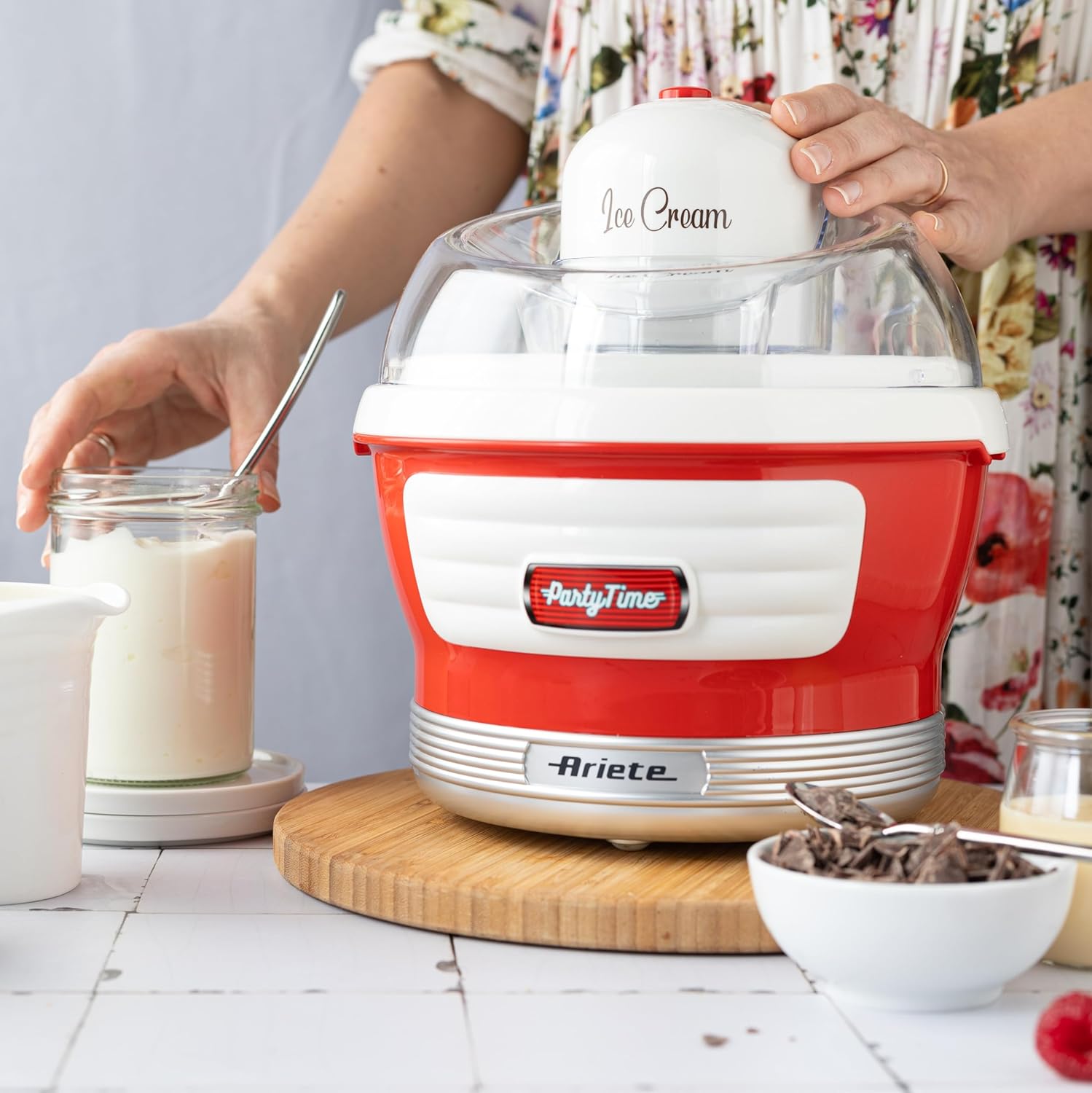 Detalle 1 de Ariete 643/00 Máquina de Helado Party Time 🍨 1.5L Roja