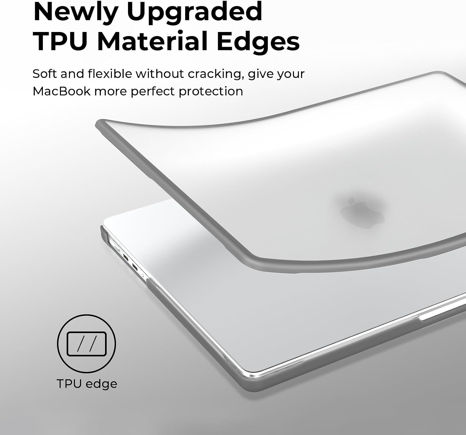 Detalle de BlueSwan Hülle für MacBook Pro 14 Zoll (2021–2026) — TPU-Rahmen, matte Anti-Fingerprint Schutzhülle in Grau