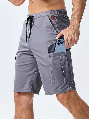 Detalle de Elegancity Herren Cargo Shorts Kurze Hose – Hellgrau, Größe XL