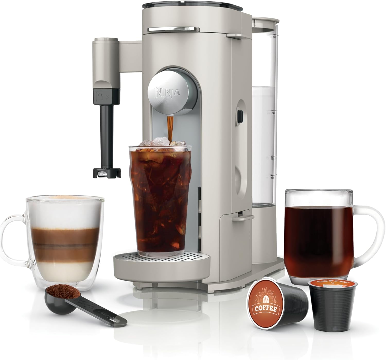 Detalle de Ninja Pod & Grounds: Compact Single-Serve Coffee Maker with Built-In Frother