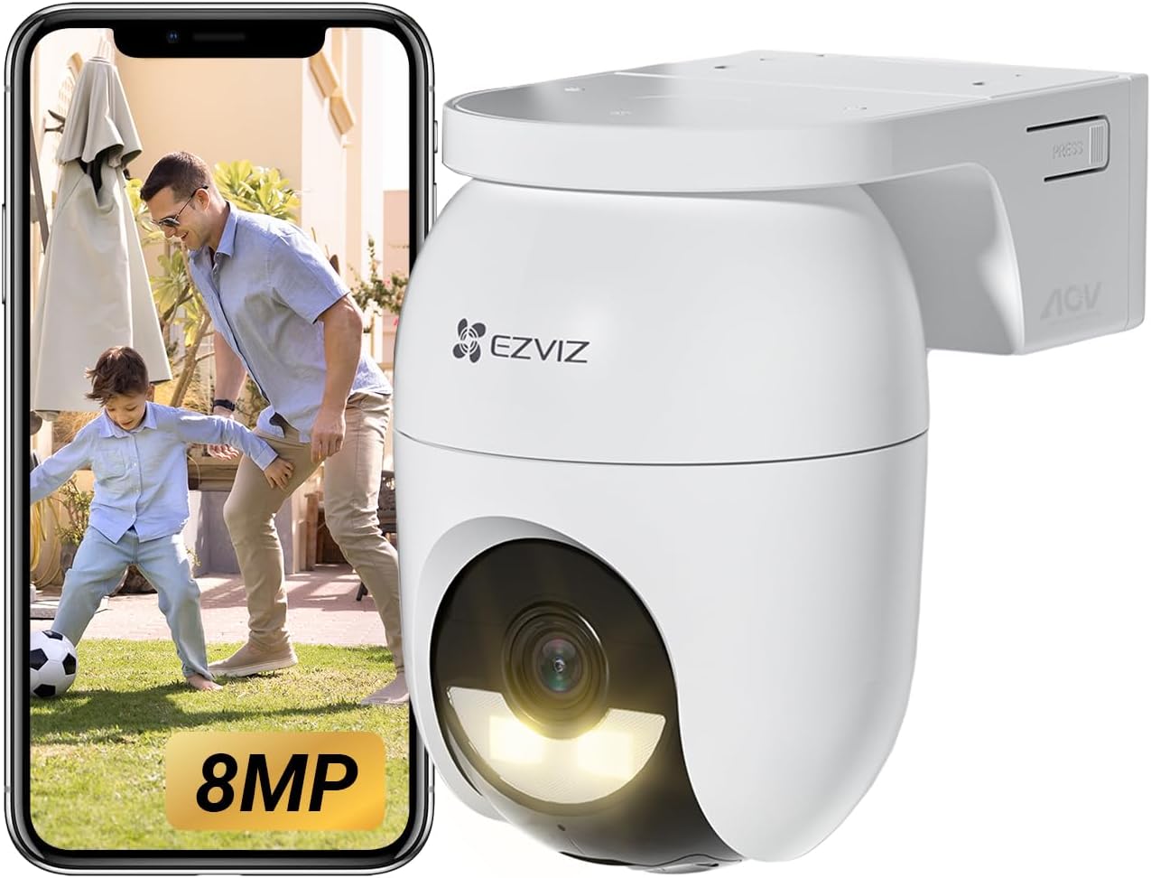Detalle de EZVIZ CB8 Lite: Caméra Extérieure sans Fil 8MP 4K avec Mode AOV, Détection Humain/Véhicule et Défense Active