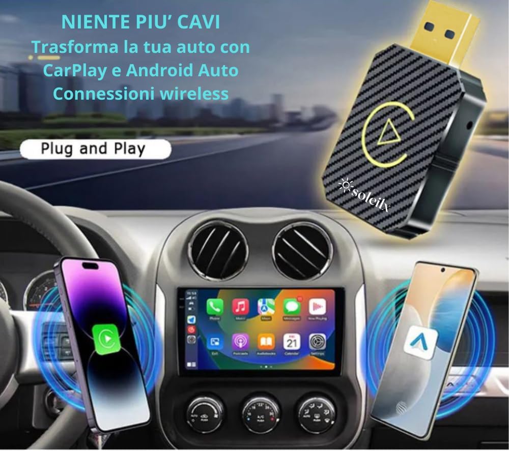 Detalle 2 de soleilx Q1M Adattatore Wireless CarPlay Android Auto
