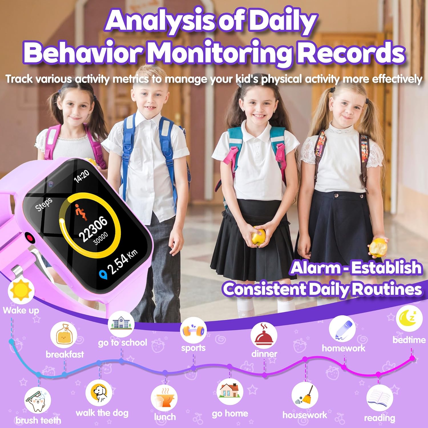 Detalle de Tzzulsx Kids Smart Watch: 1.83-Inch Touch Screen, 18 Educational Games, Sleep Tracker and Camera