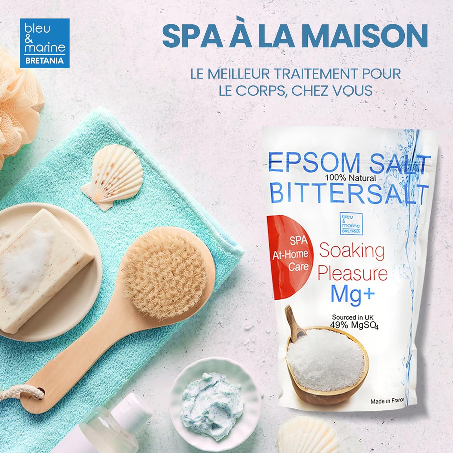 Thumbnail 2 de bleu & marine Bretania Magnésium Organique, Sel d’Epsom pour bain et pieds (500 g) – détox, récupération et relaxation