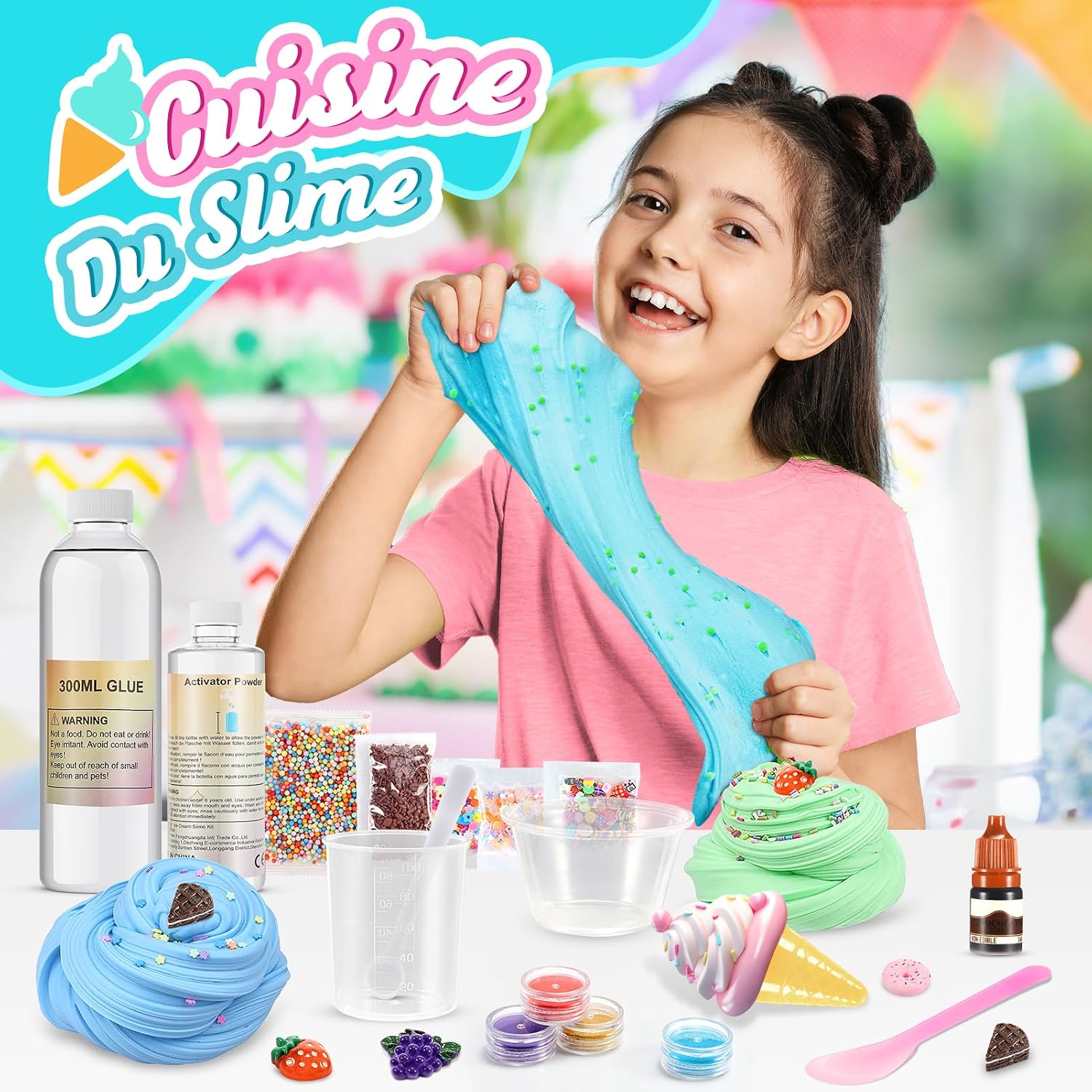 Thumbnail 1 de Adeokay kinderslijmset voor fluffy ijscreaties, met 28 delen en meerdere kleuren