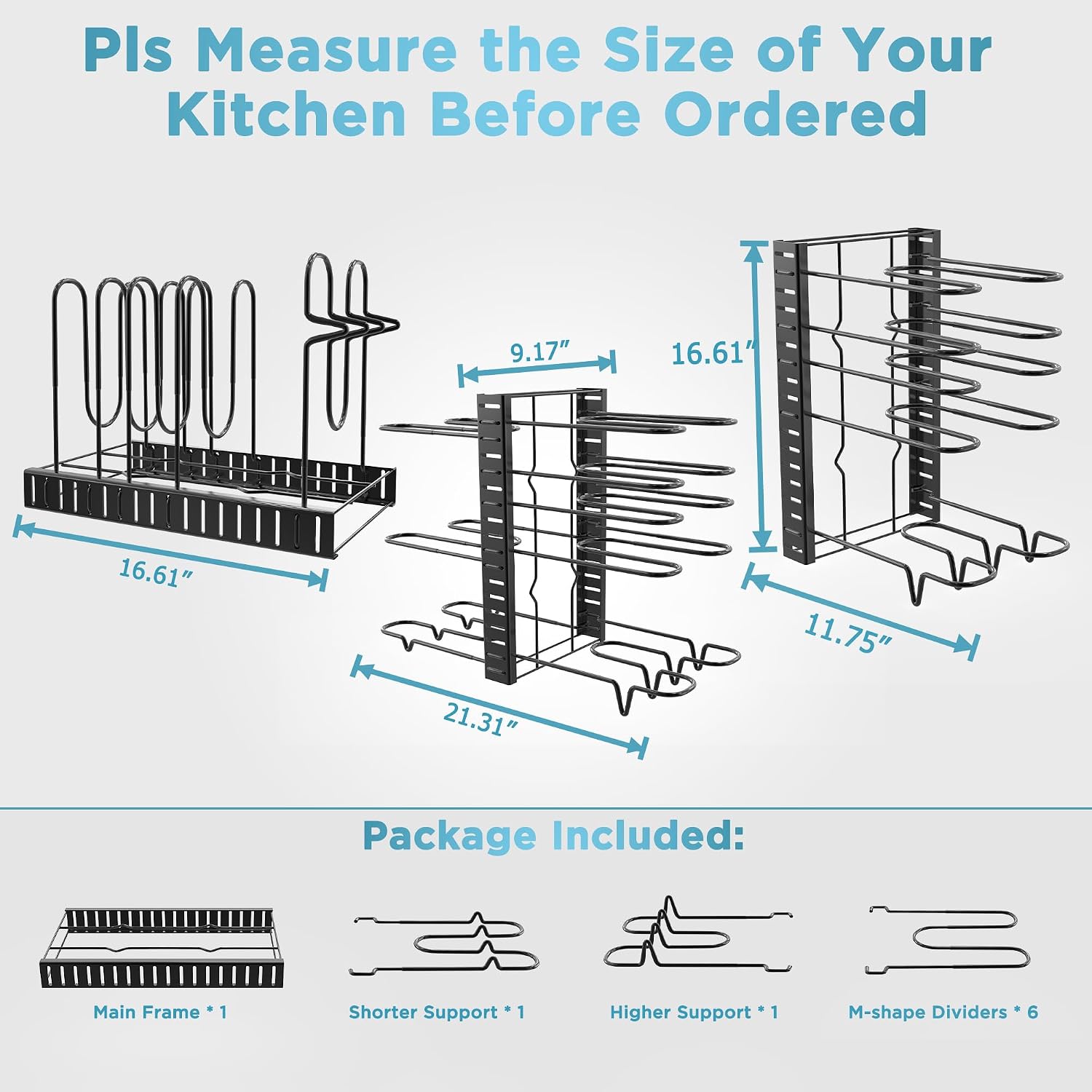 Detalle 2 de ORDORA Pots and Pans Organizer 16.6" Rack 🍽