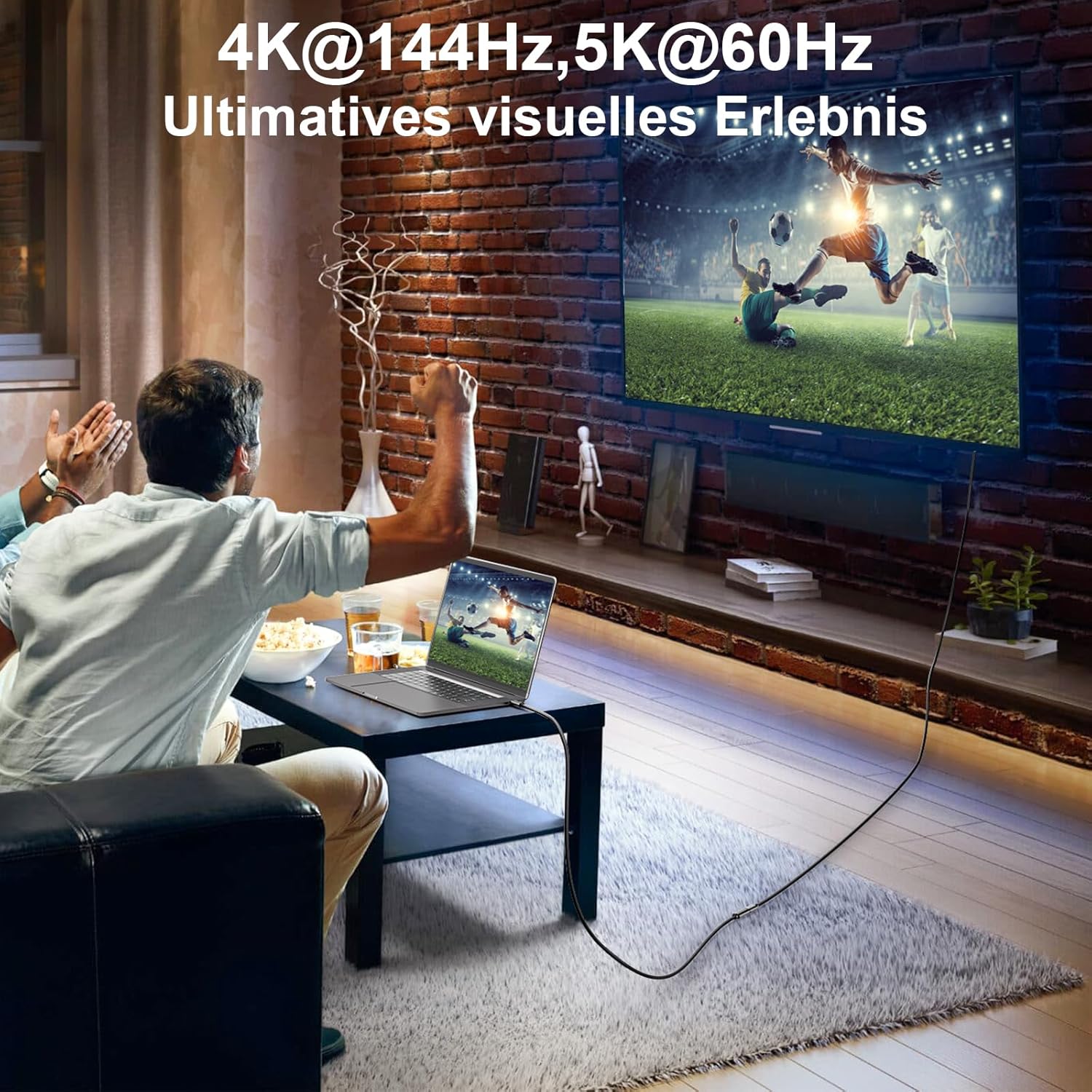 Detalle de EUDOBEL USB-C Verlängerungskabel 5 m – 20 Gbit/s, 240 W PD3.1, 5K@60Hz / 4K@144Hz, Thunderbolt 4 kompatibel