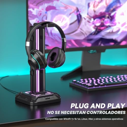 Thumbnail 1 de KDD Soporte Cascos Gaming Giratorio & Soporte Mando Xbox con 9 Modos de Luz
