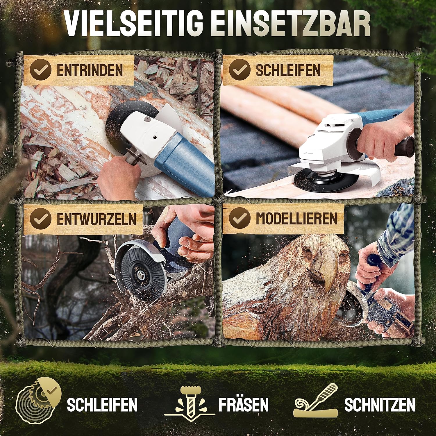 Detalle de Adlerfokus Holz-Schleifscheibe für Winkelschleifer, 115 mm – Flexscheibe mit vielen scharfen Dornen