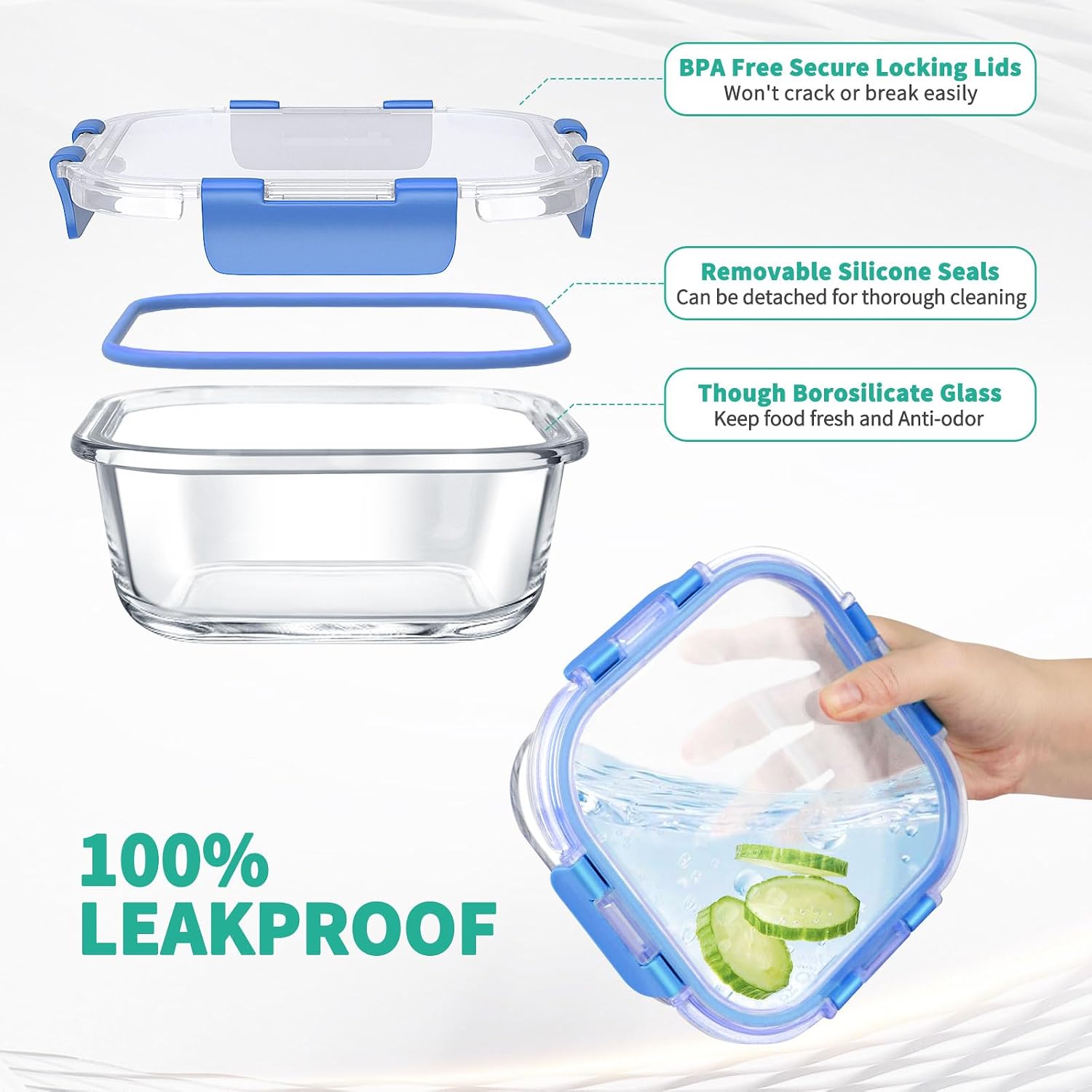 Detalle de 34-Piece Glass Food Storage Set with Lids