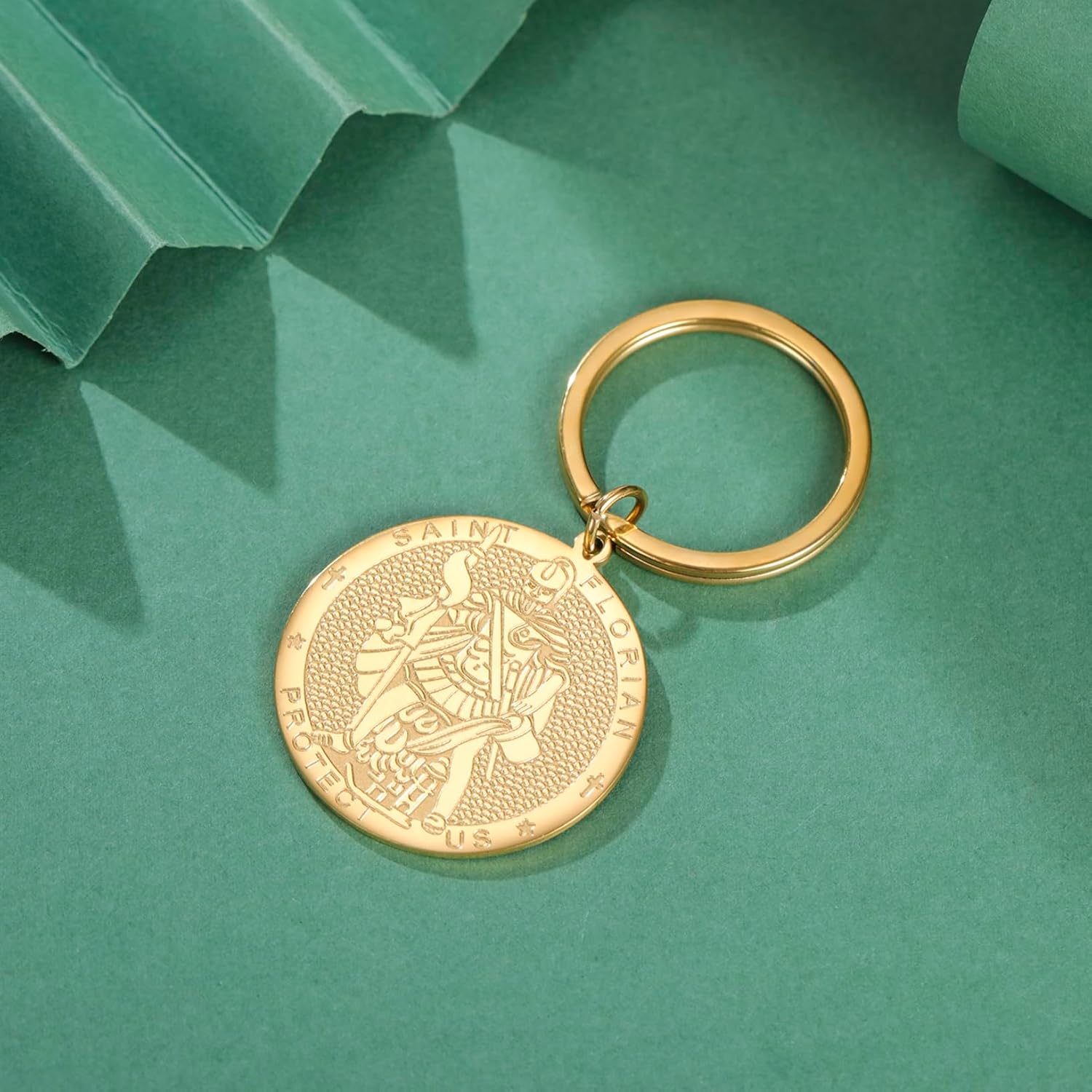 Thumbnail 3 de EUEAVAN St. Florian Schlüsselanhänger – Schutzpatron der Feuerwehrleute, doppelseitige Heiligenmedaille