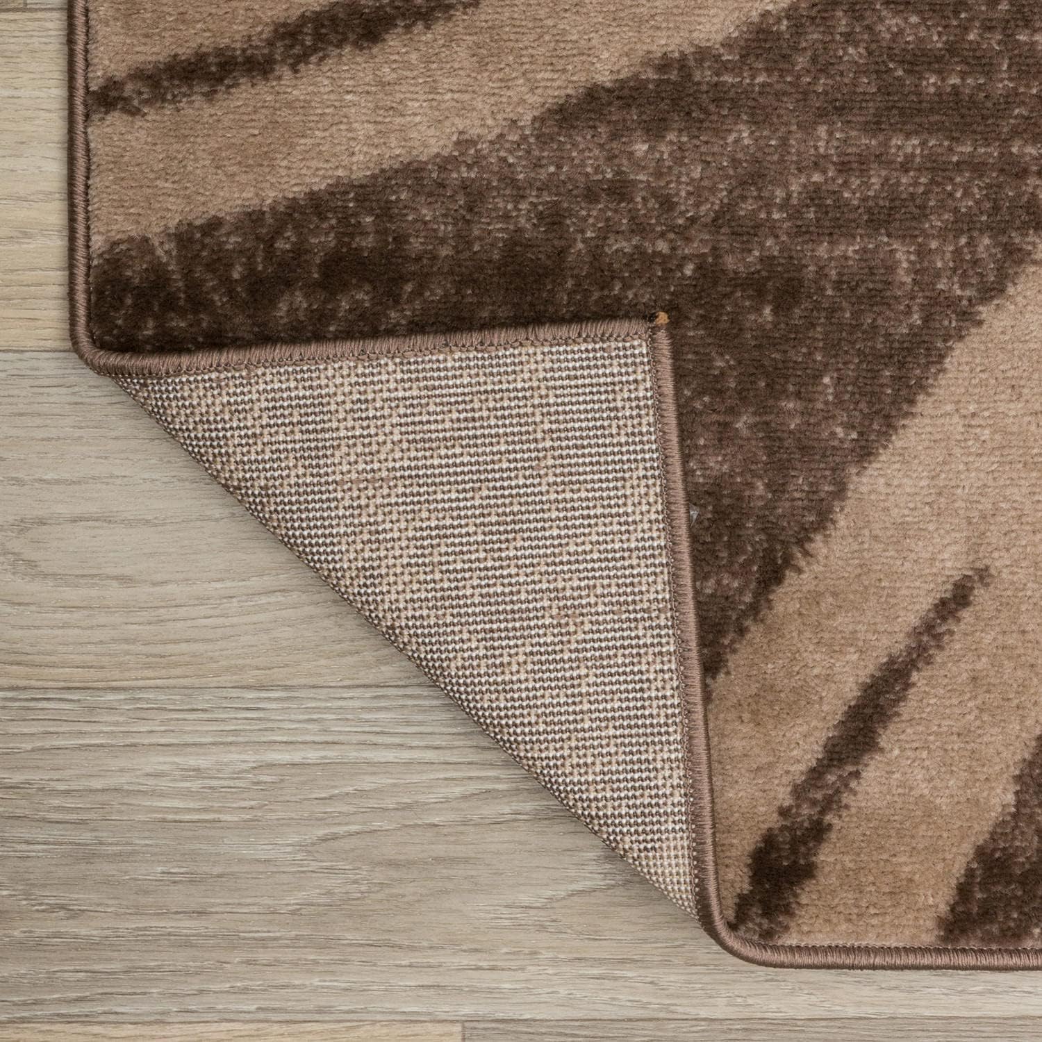 Thumbnail 4 de Rugshop Modern Wavy Circles Design Accent Rug (Non-Shedding) — Brown, 2' x 3
