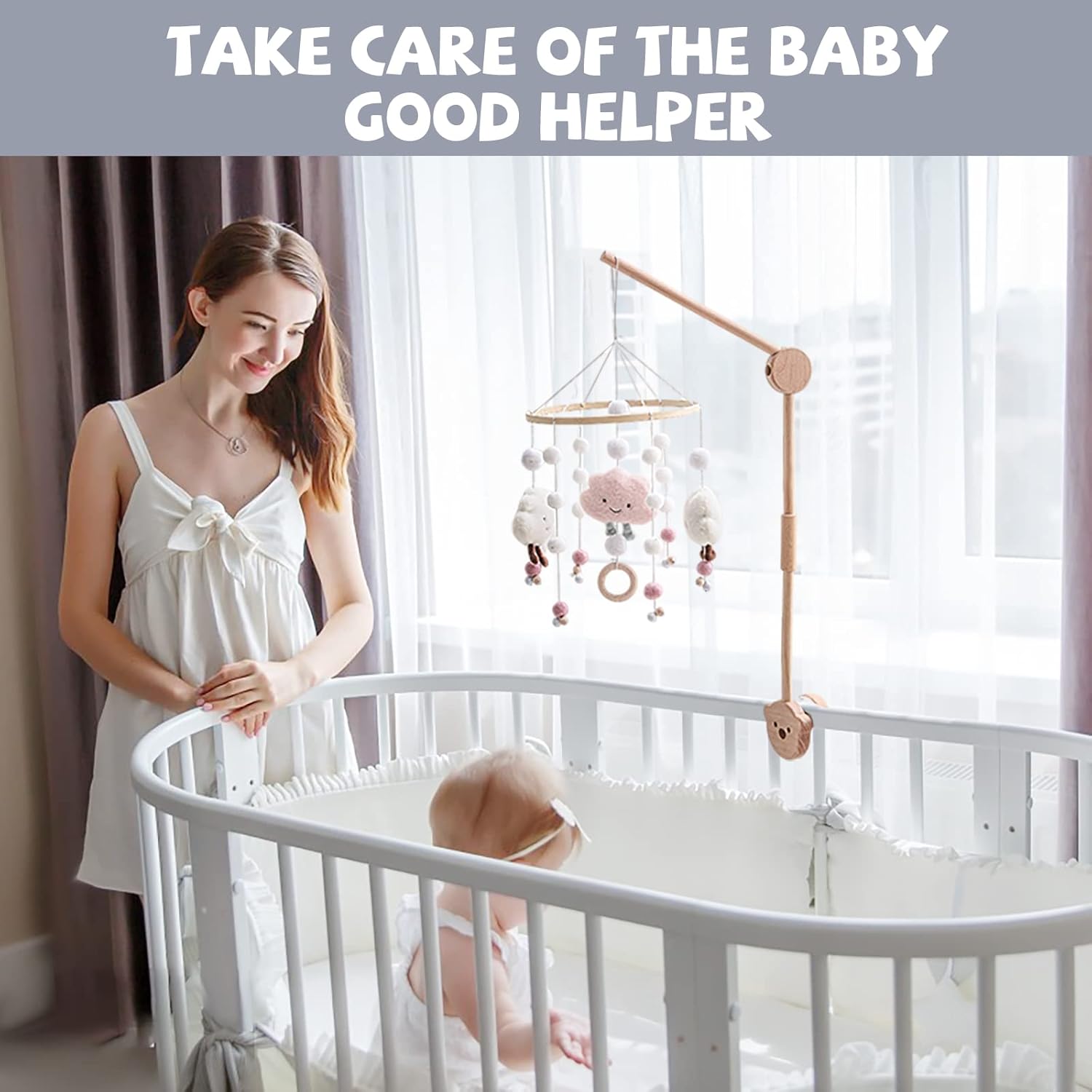 Thumbnail 6 de Baby Mobile Halterung „Bär“ aus Holz – höhenverstellbar mit zwei Aufhängestangen (0–6 Jahre)