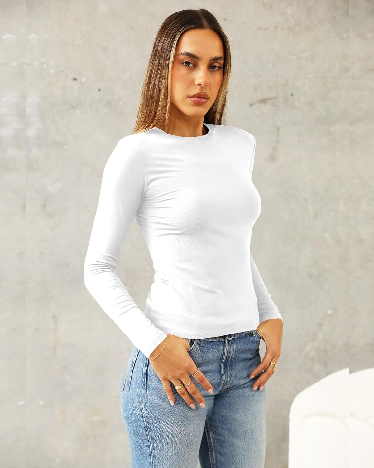 Detalle de Abardsion Women’s Long Sleeve Cropped T-Shirt (Slim Fit) for Y2K Casual Going-Out Looks