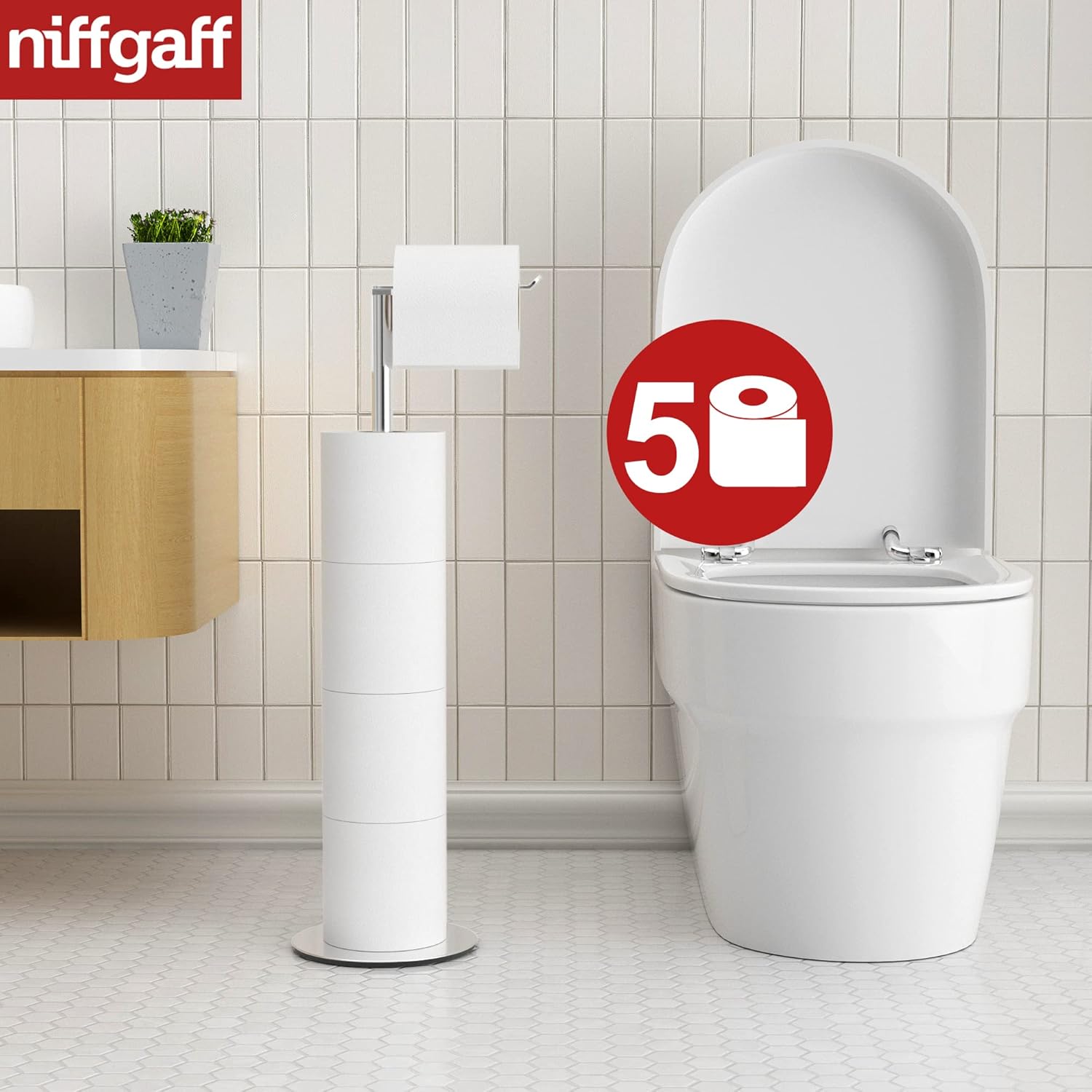 Thumbnail 1 de Stainless Steel Toilet Roll Holder Stand 23.2cm