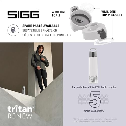 Detalle de SIGG Tritan Trinkflasche Total Clear ONE MyPlanet Anthrazit 0,75 L – spülmaschinenfest, auslaufsicher, BPA-frei