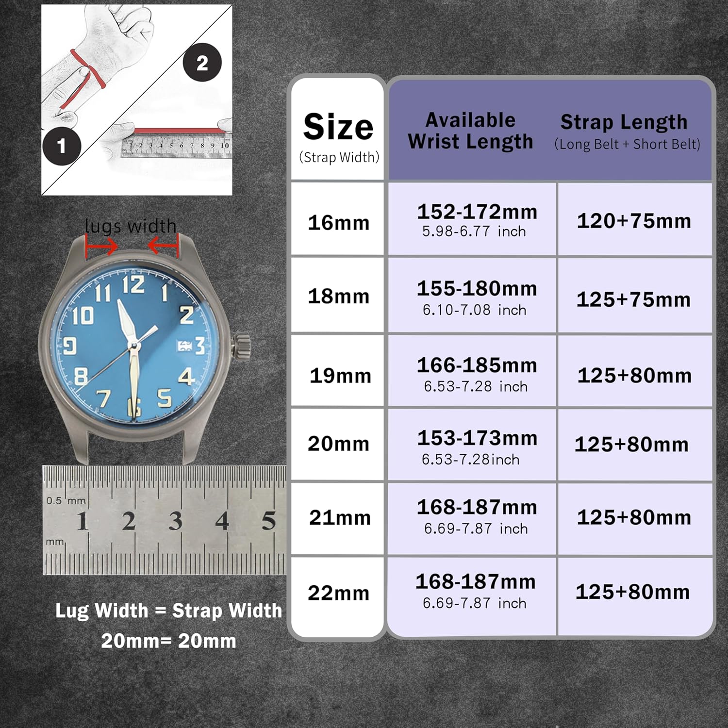 Thumbnail 6 de Gomvadr Quick Release leather watch strap (oil wax calfskin) for 16–22mm lugs